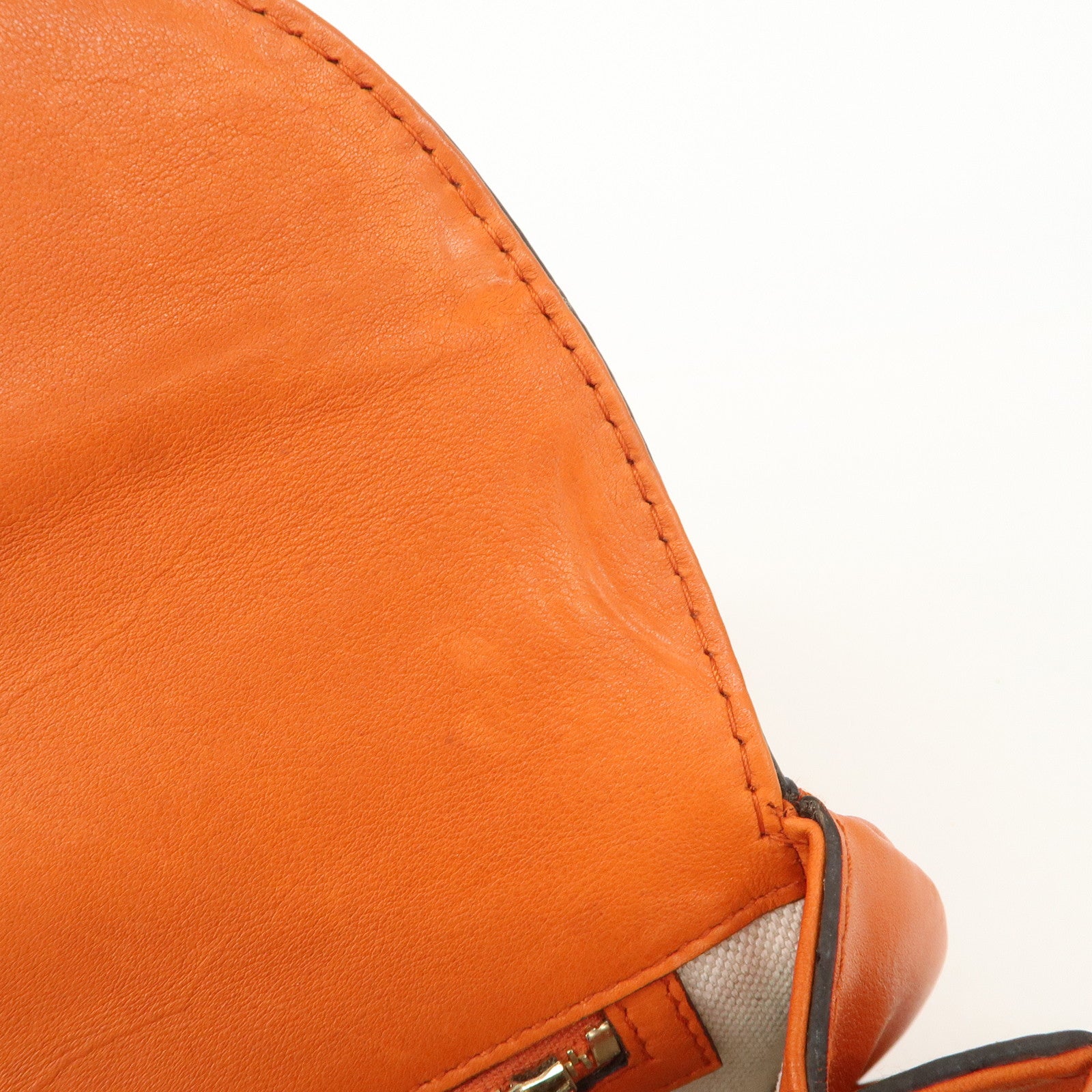 GUCCI Bamboo Leather 2Way Bag Hand Bag Shoulder Bag Orange 254884 Used