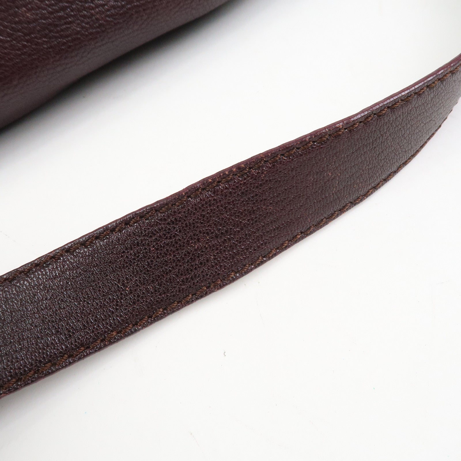 CELINE Macadam Leather Wood Shoulder Bag Hand Bag Brown