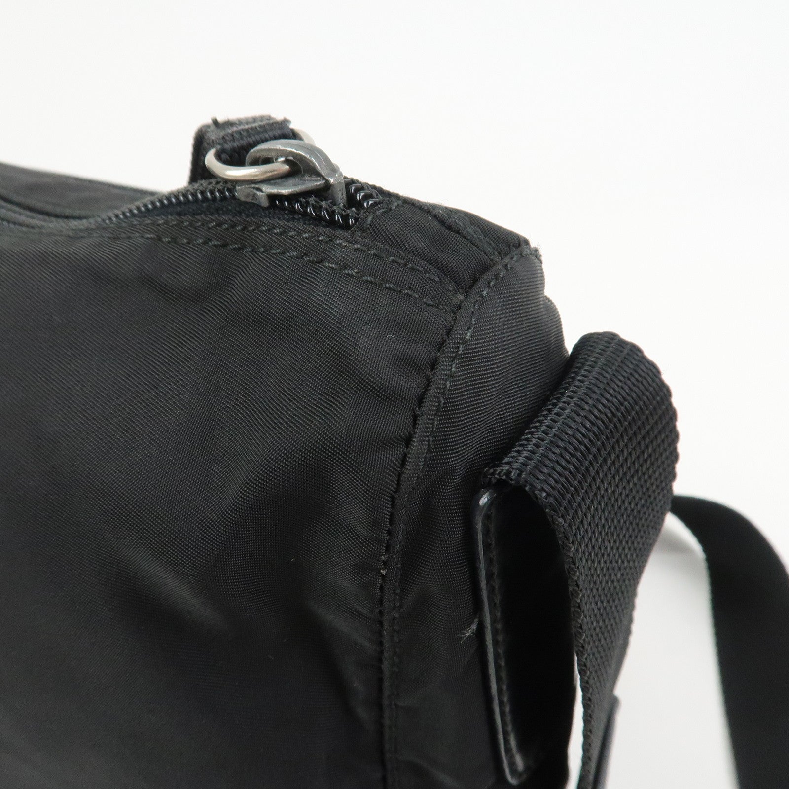 PRADA Nylon Leather Shoulder Bag Crossbody Bag Black B10140