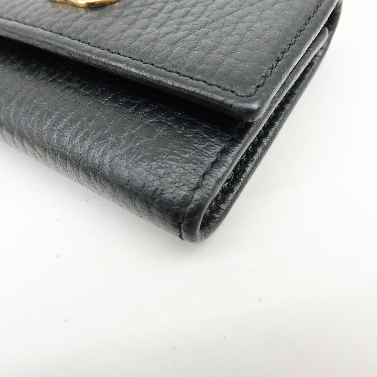 GUCCI Double G Leather 6 Key Case Key Holder Black 456118