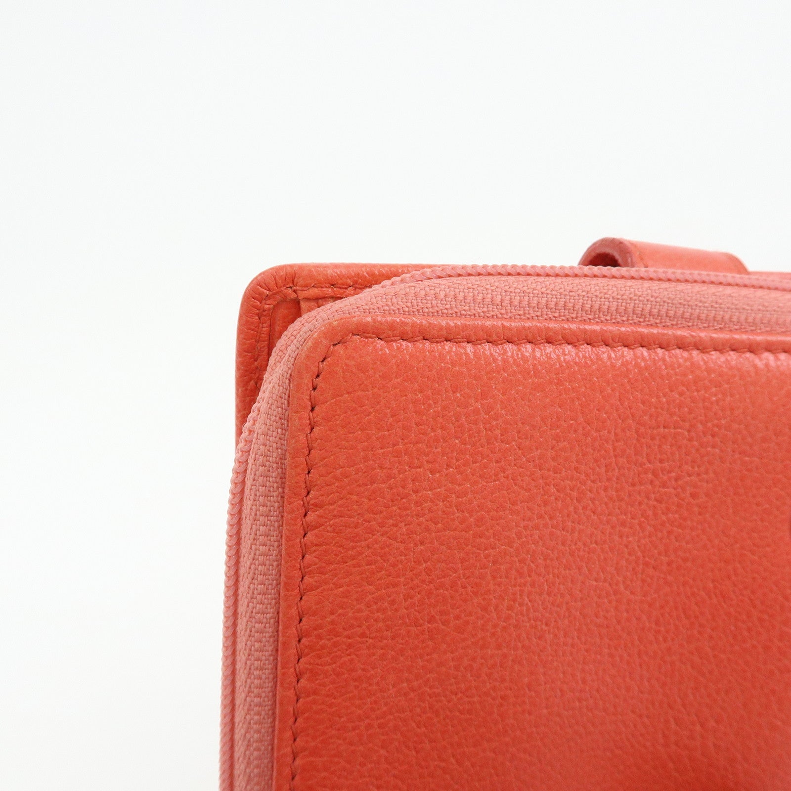 CHANEL Camellia Zip Around Leather Compact Wallet Rose Pink