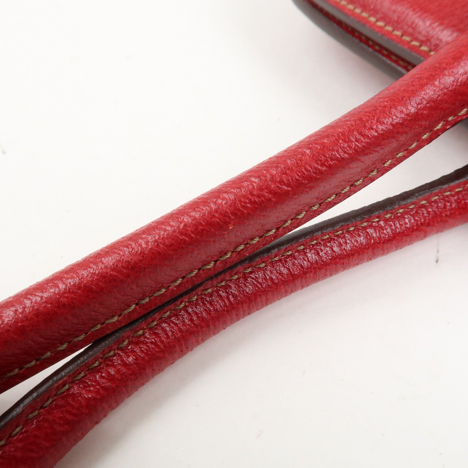 PRADA Logo Leather Hand Bag Shoulder Bag Red BR3508