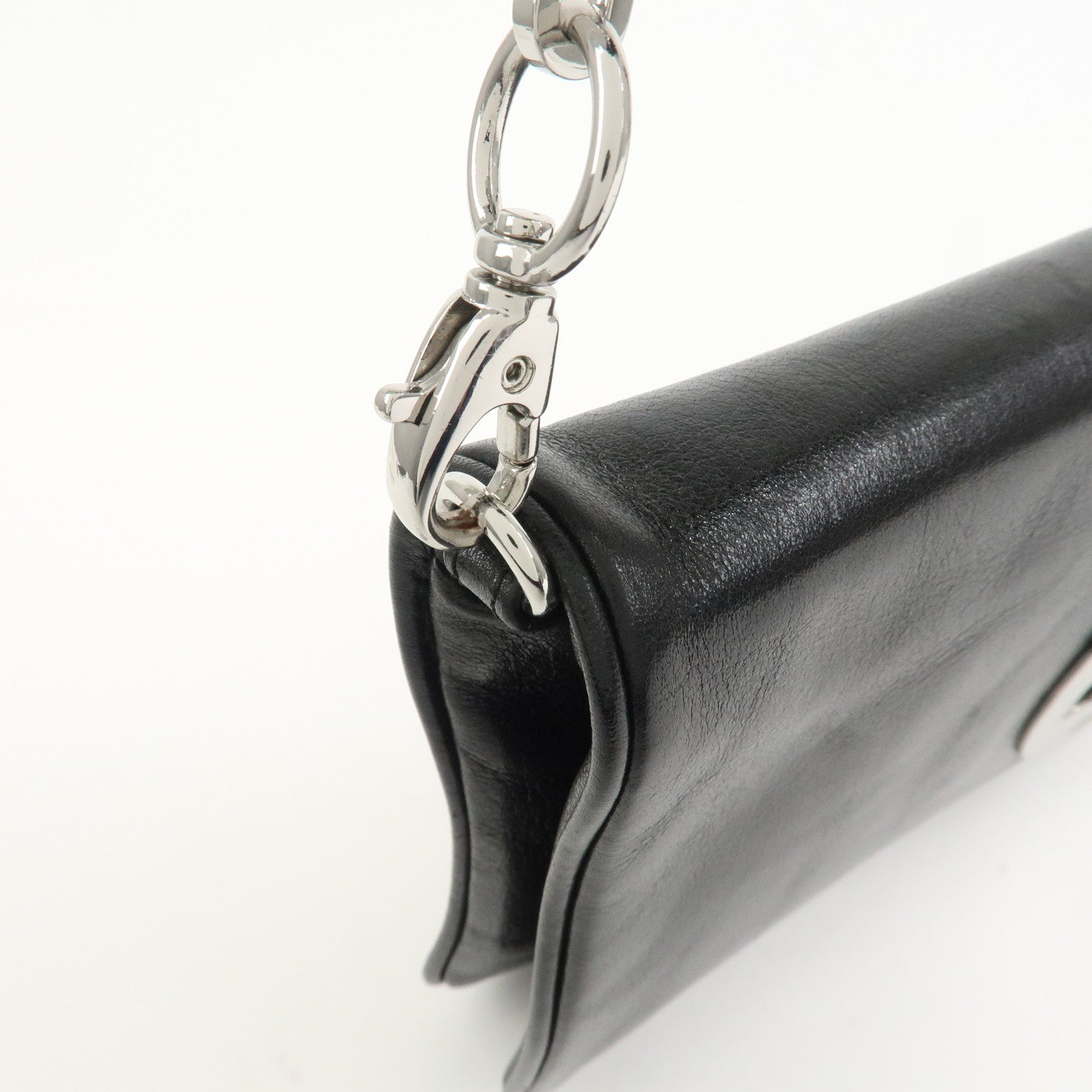 TORY BURCH Leather 2Way Bag Shoulder Bag Clutch Bag Black