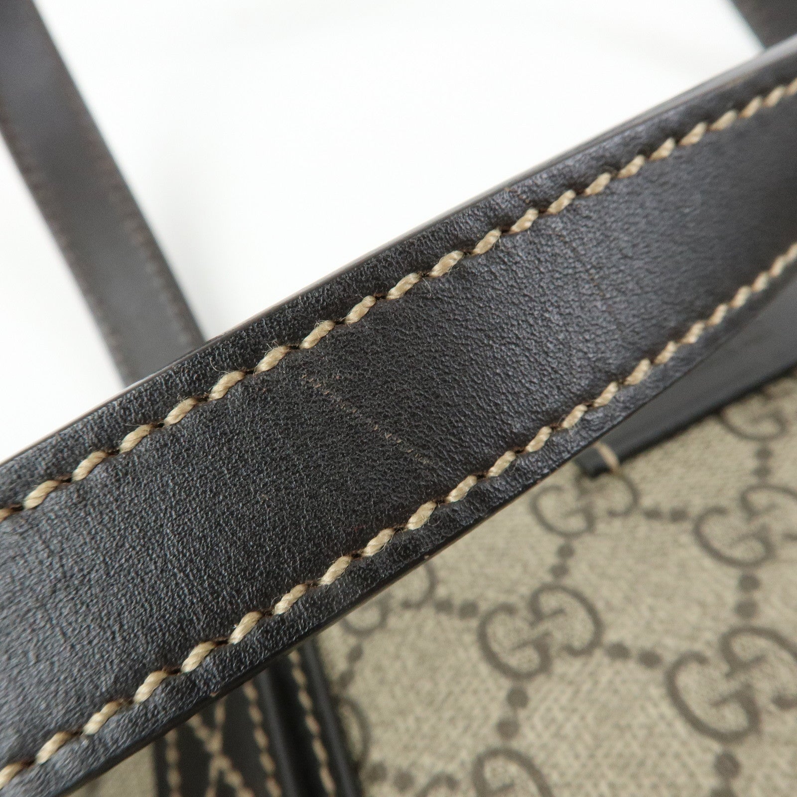 GUCCI GG Supreme Leather Tote Bag Shoulder Bag Beige Brown 211138