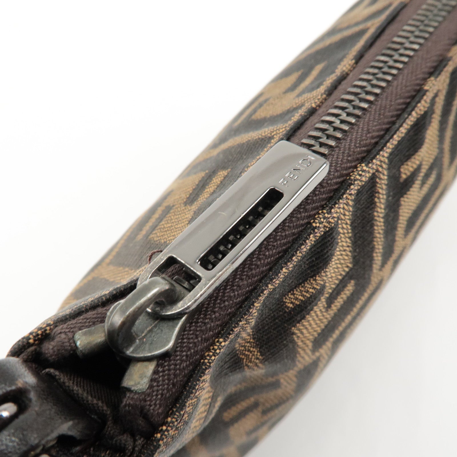 FENDI Zucca Canvas Leather Mini Hand Bag Brown 8BR155 Used