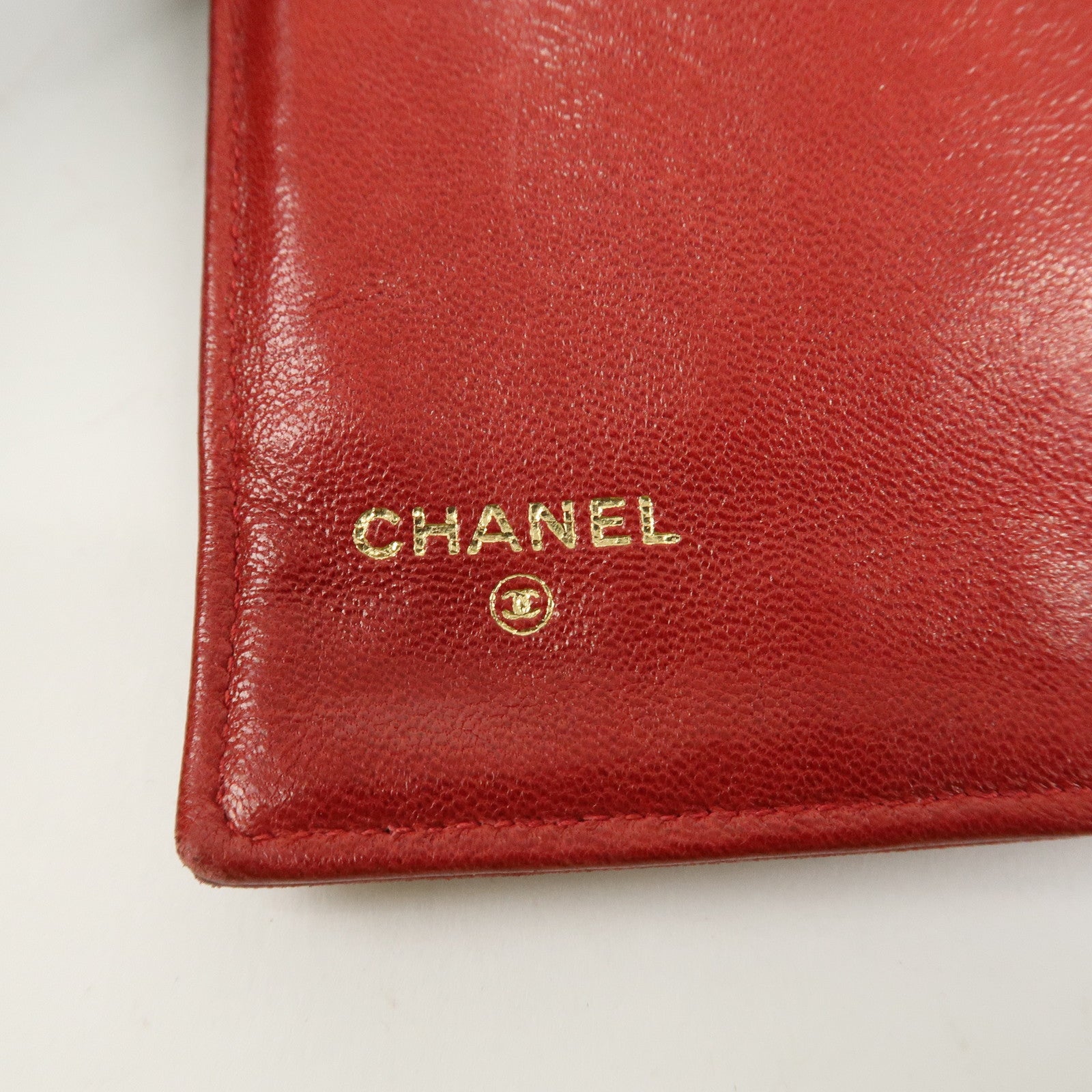 CHANEL COCO Mark Caviarskin Bi-fold Wallet Red A01429 Used