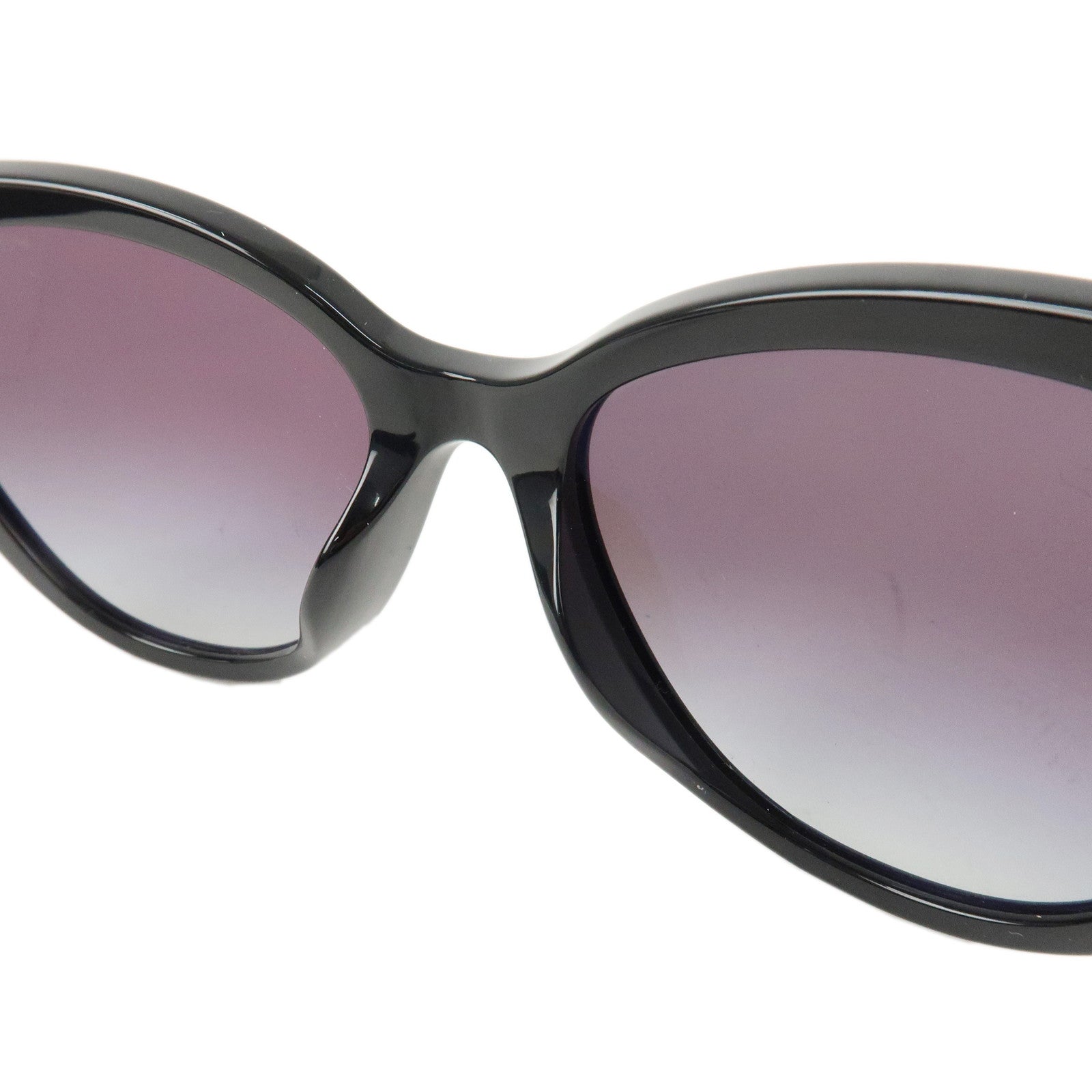 CHANEL Heart Pearl Plastic Sunglasses 56□18 Black Used