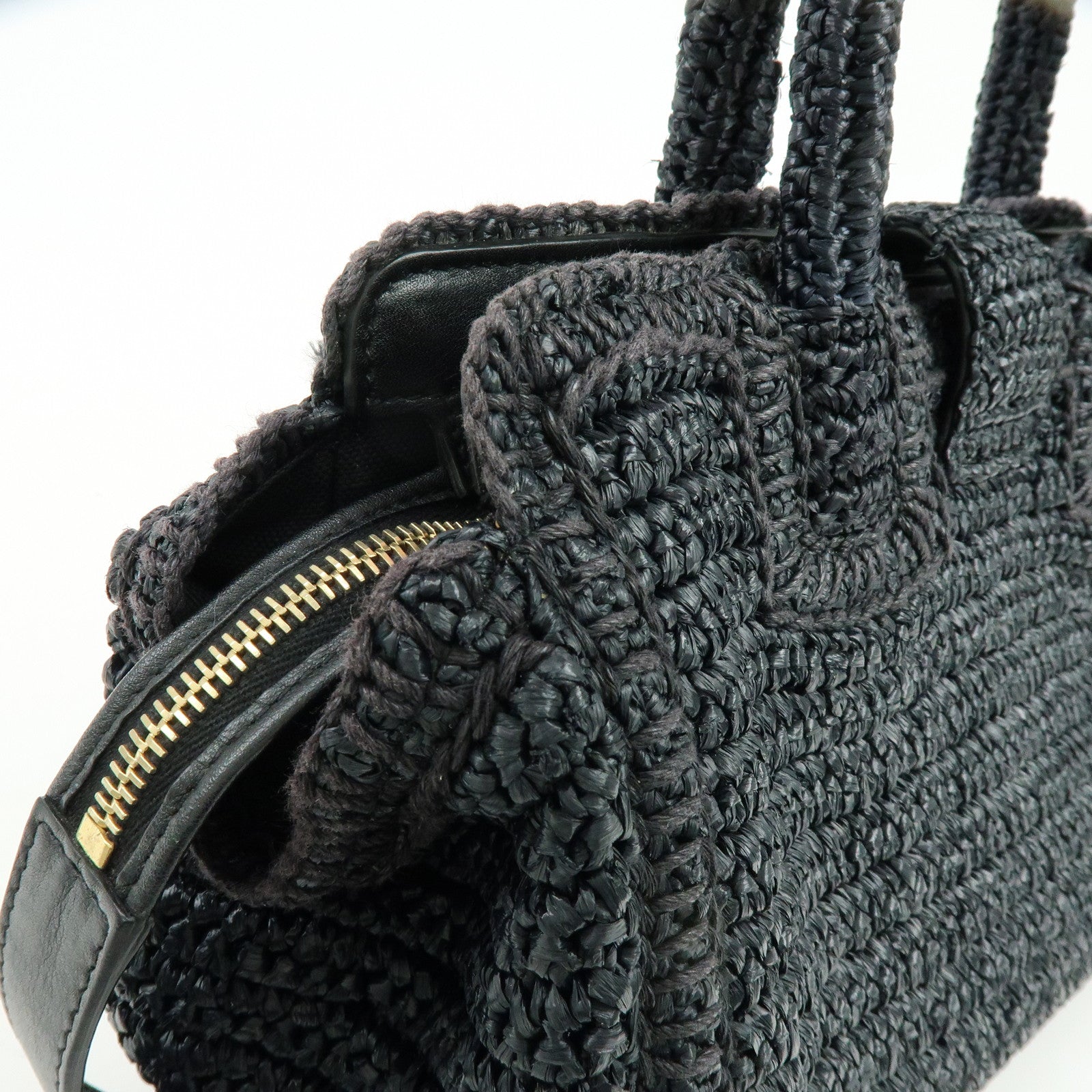 SAINT LAURENT PARIS Baby Downtown Cabas Raffia 2Way Hand Bag 436834