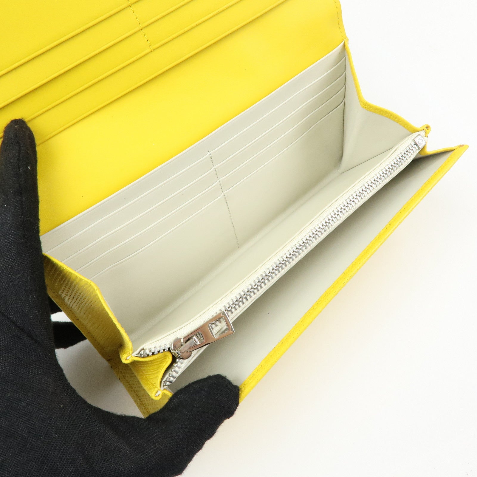 LOEWE Anagram Calf Bi-fold Leather Long Wallet Yellow