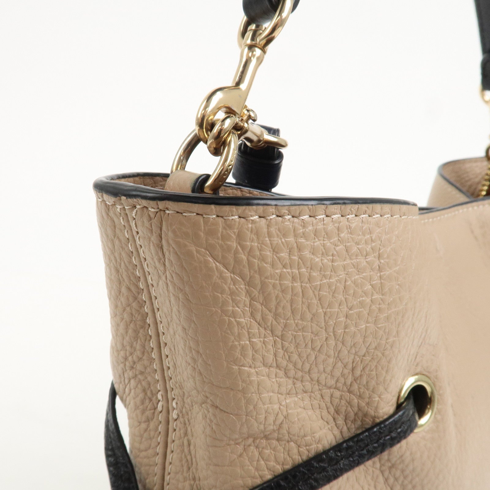 COACH Andy Leather 2Way Bag Crossbody Bag Hand Bag Beige Black