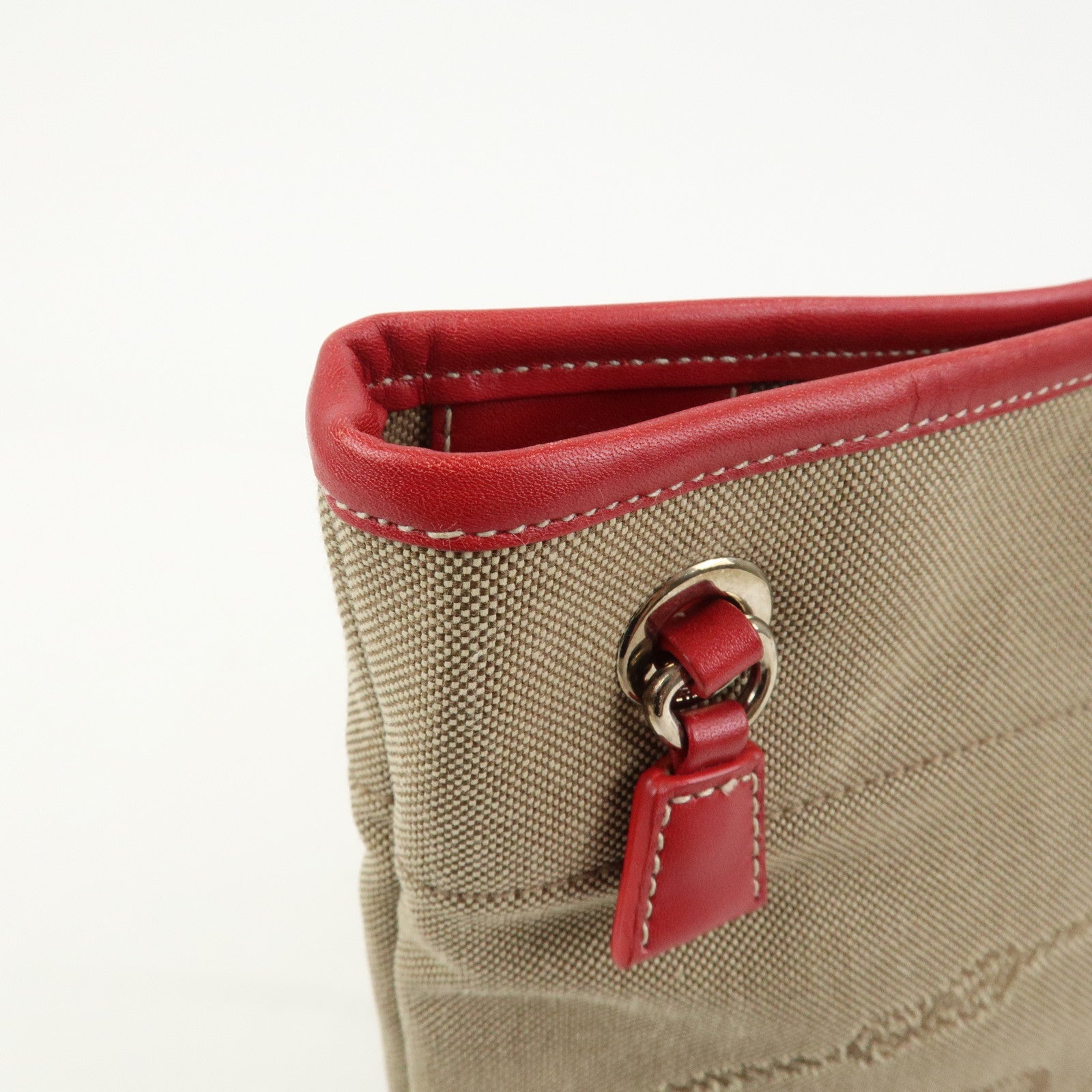 PRADA Logo Canvas Leather Shoulder Bag Crossbody Bag Beige BT0551