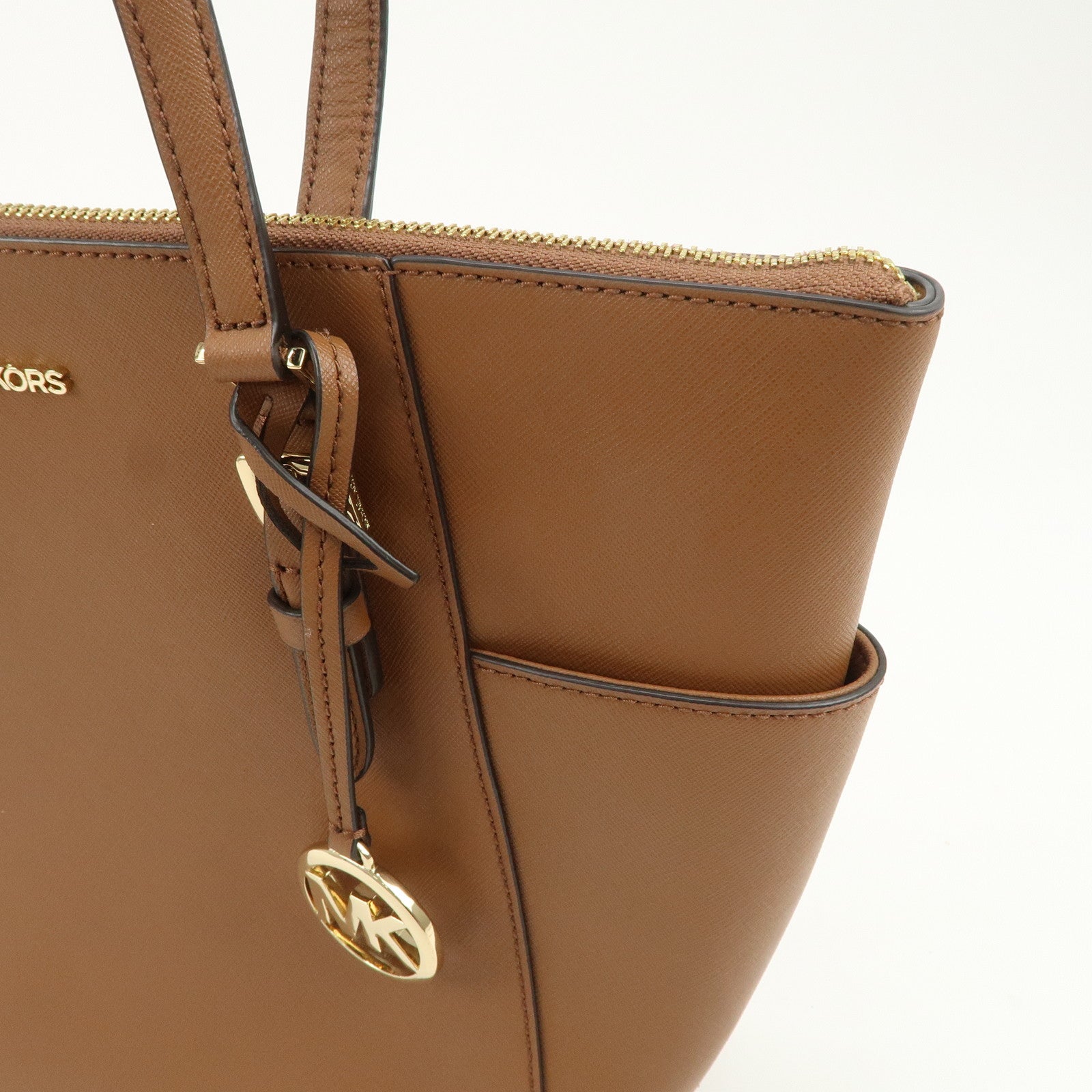 MICHAEL KORS Leather Tote Bag Shoulder Bag Brown Gold