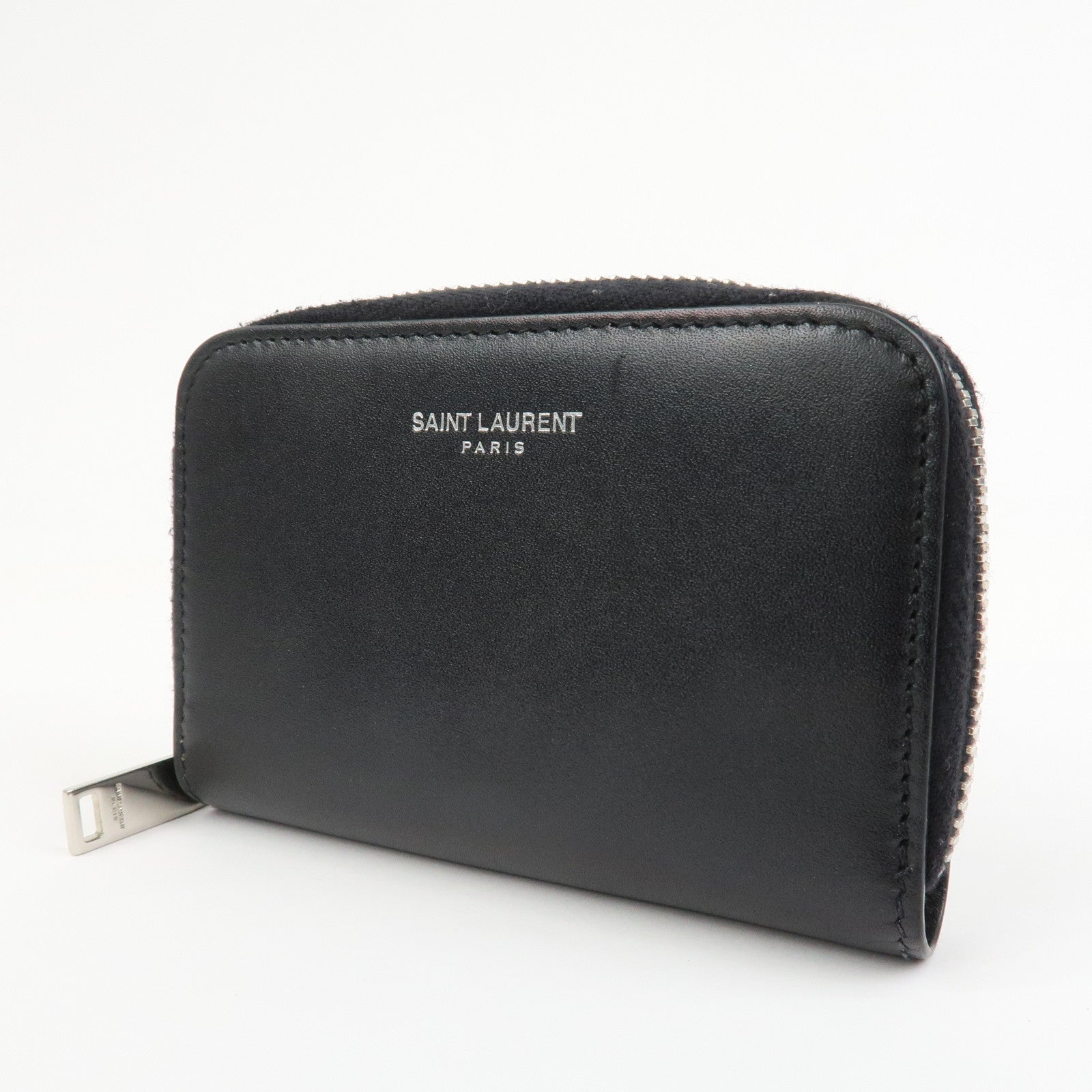 SAINT LAURENT PARIS Leather Coin Case Coin Wallet Black 506522