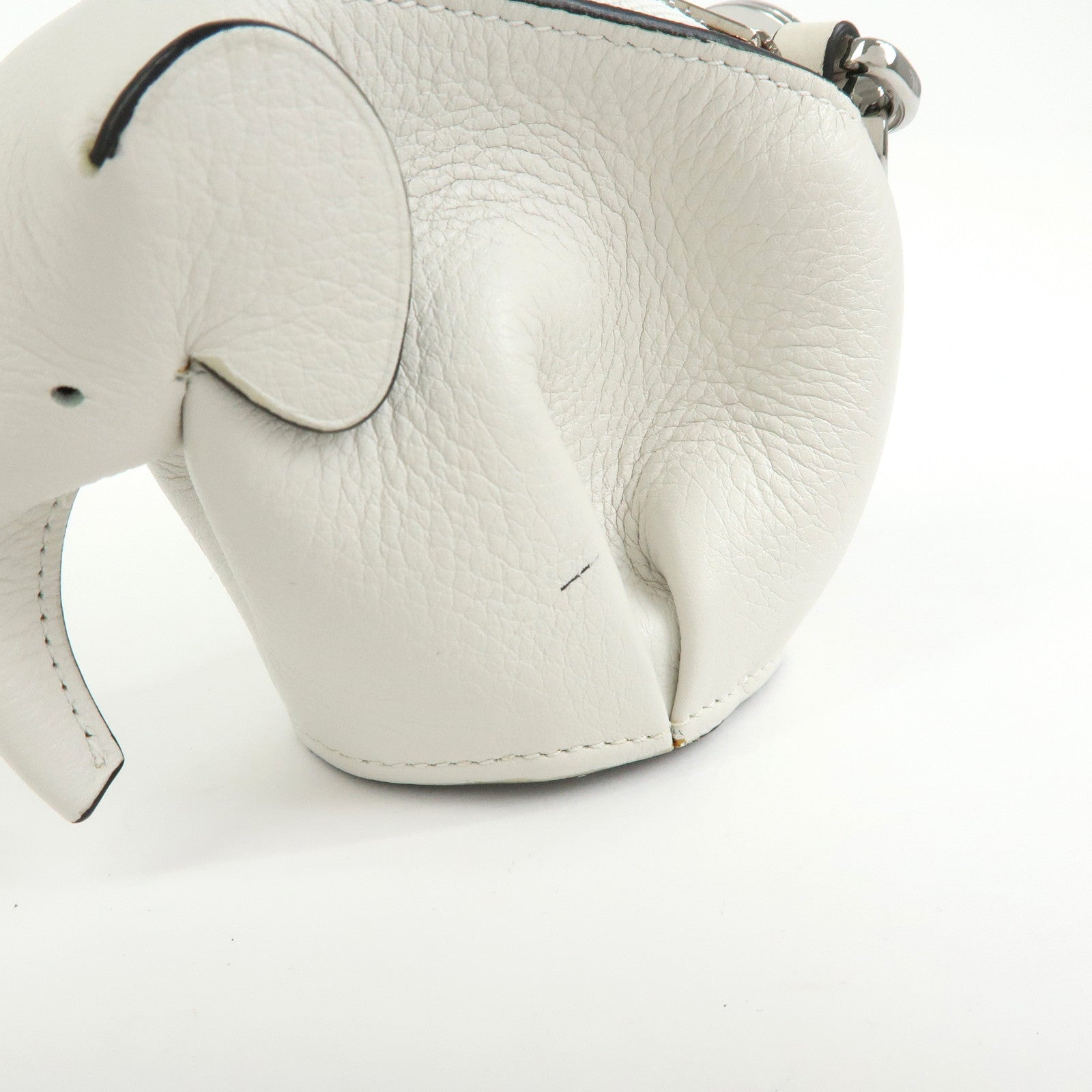 LOEWE Calf Leather Elephant Coin Case Coin Purse White