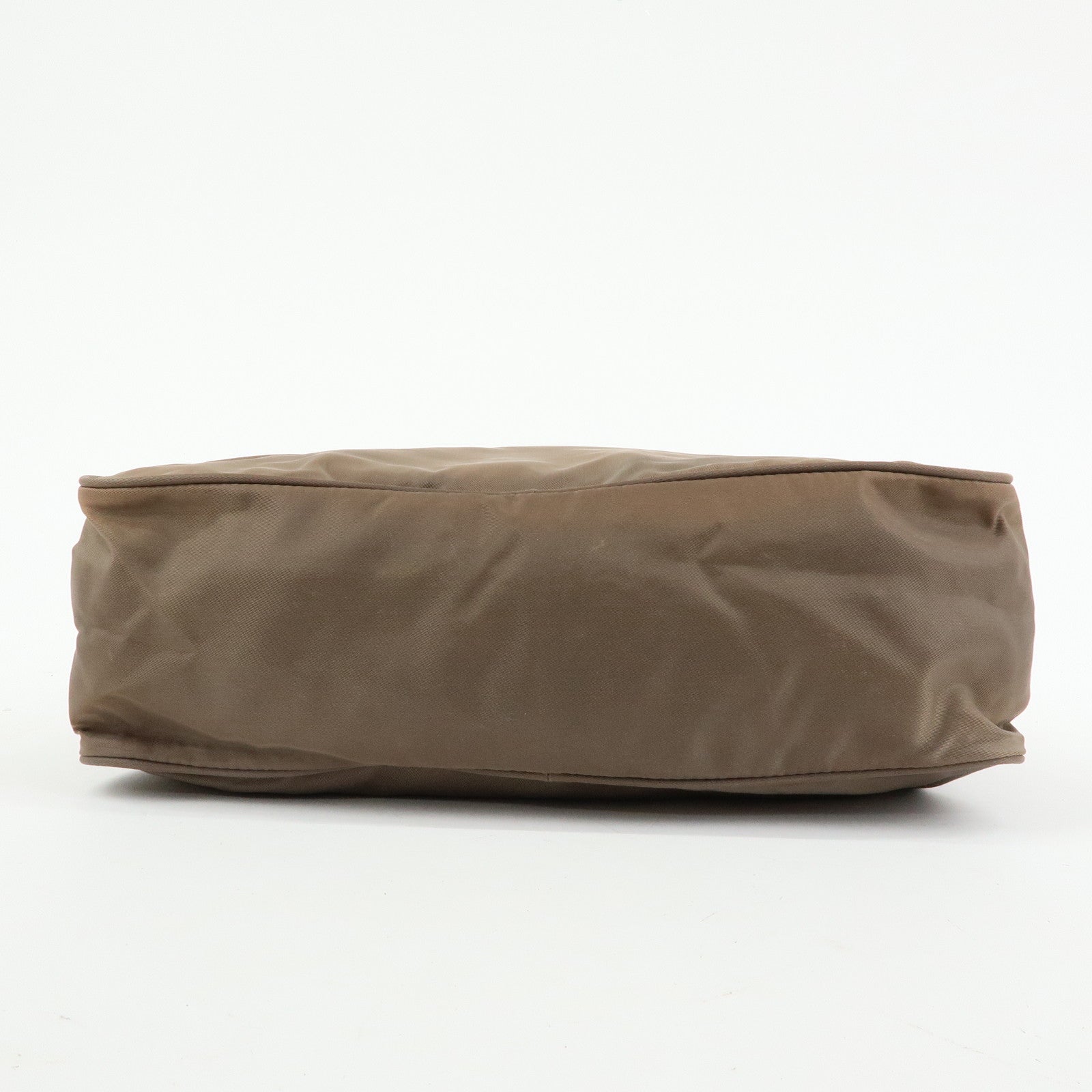 PRADA Triangle Logo Nylon Leather Hand Bag Brown Black