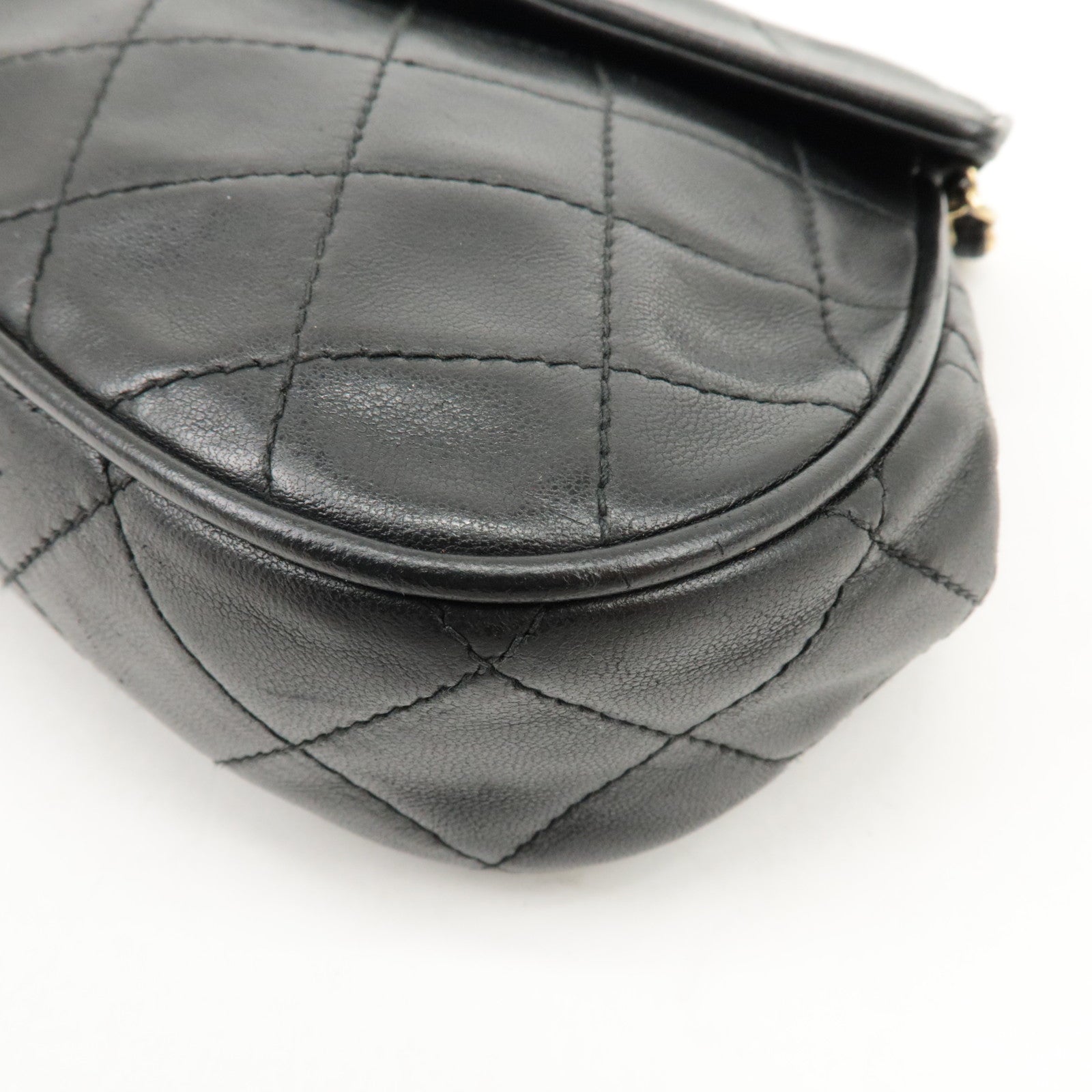 CHANEL COCO Mark Matelasse Lamb Skin Chain Shoulder Bag Black