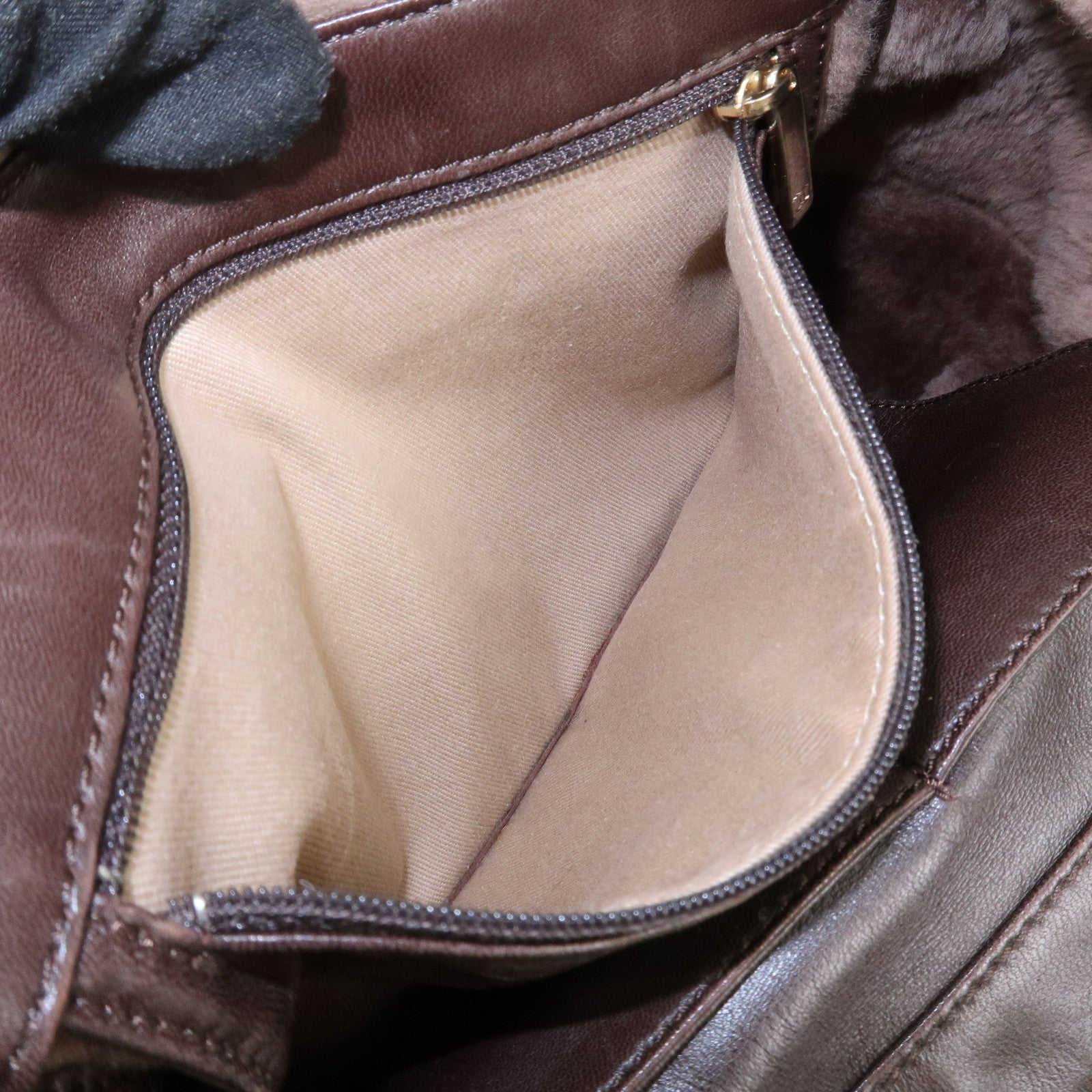 CHANEL COCO Mark Mouton Leather Hand Bag Tote Bag Brown