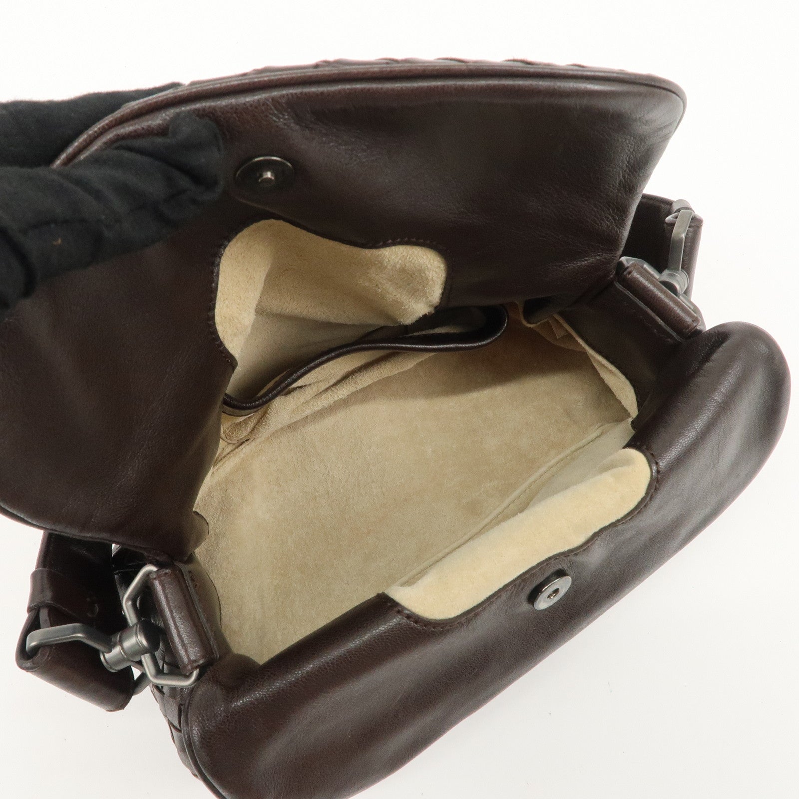 BOTTEGA VENETA Intrecciato Leather One-shoulder Bag Brown 142467 Used