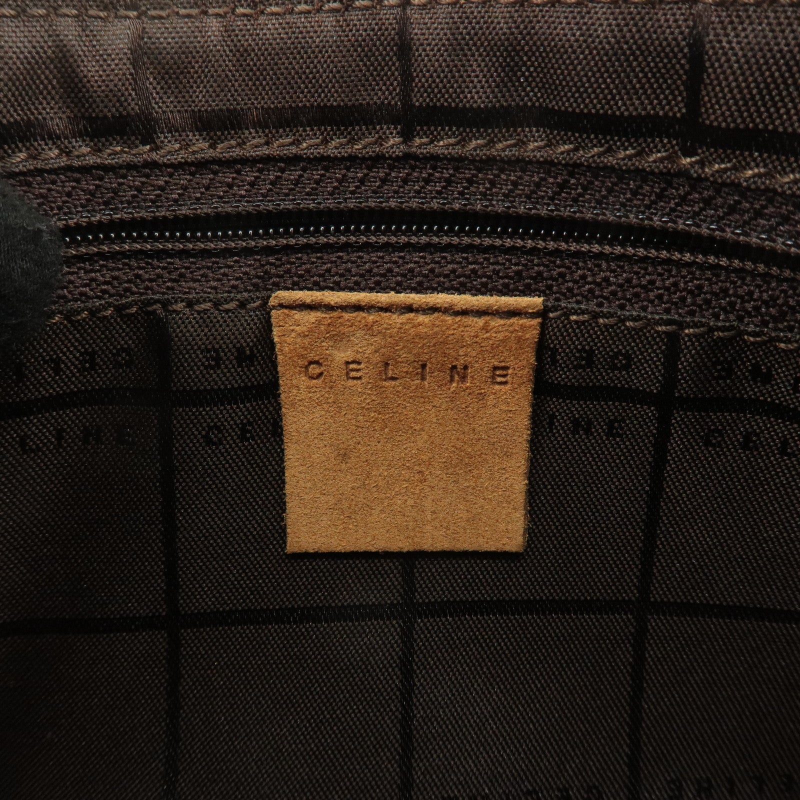 CELINE C Macadam Suede Pouch Cosmetic Pouch Brown Used