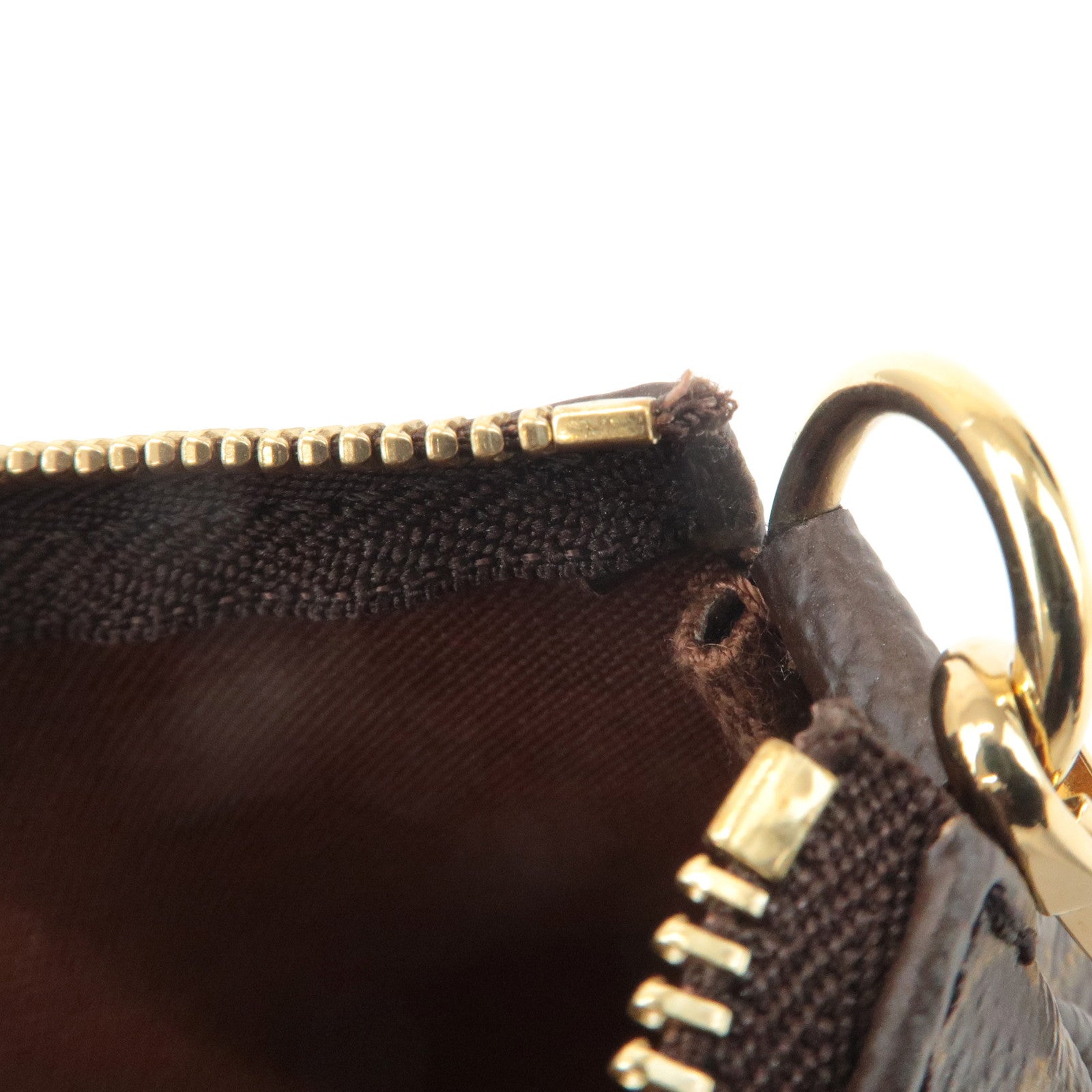 Louis Vuitton Bucket PM Pouch Hand Bag Brown Gold Hardware Used