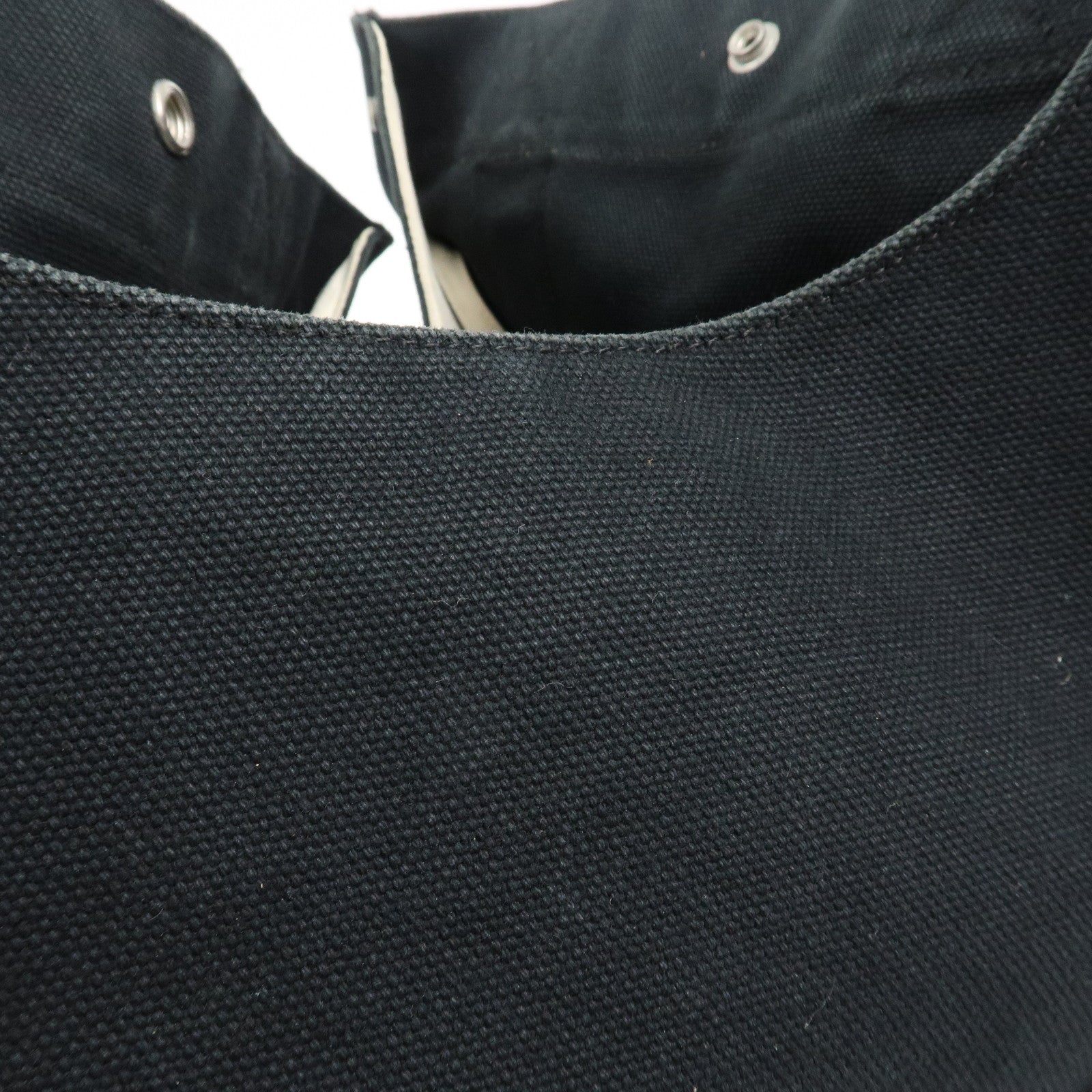 HERMES Canvas Cannes PM Tote Hand Bag Black Used