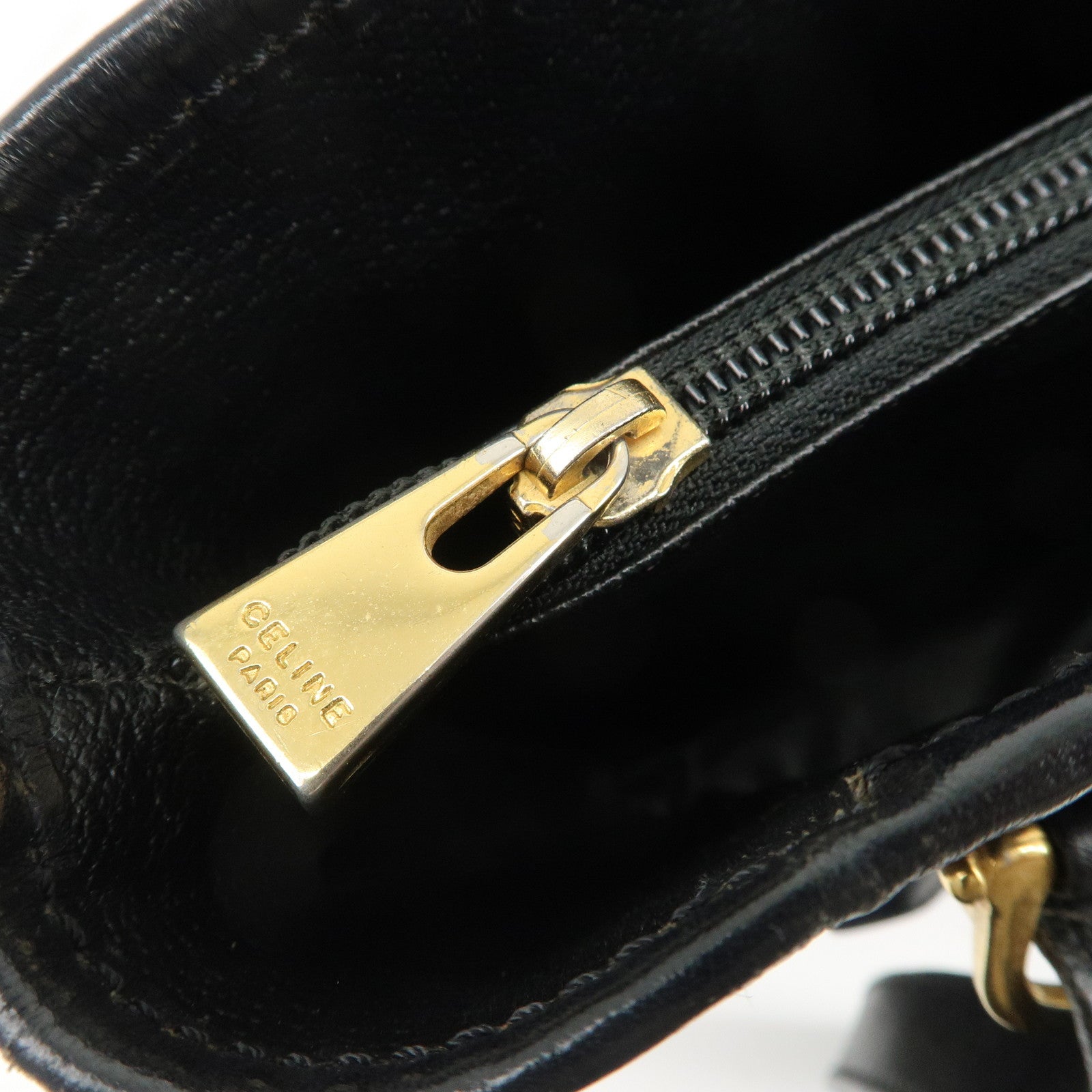 CELINE Macadam PVC Leather Tote Bag Shoulder Bag Black Brown Used