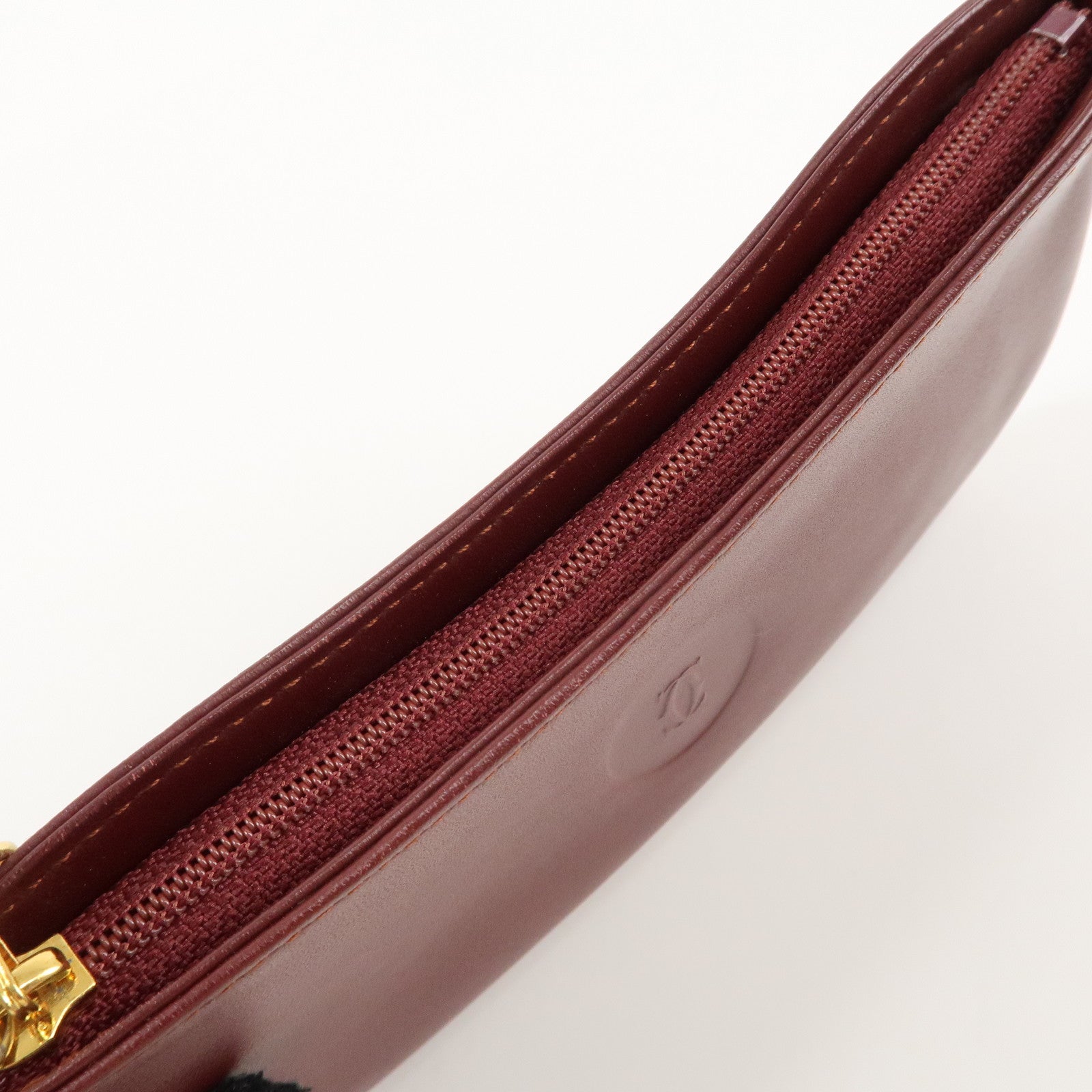 Cartier Must Line Must Do Leather Chain Strap Pouch Bordeaux Used
