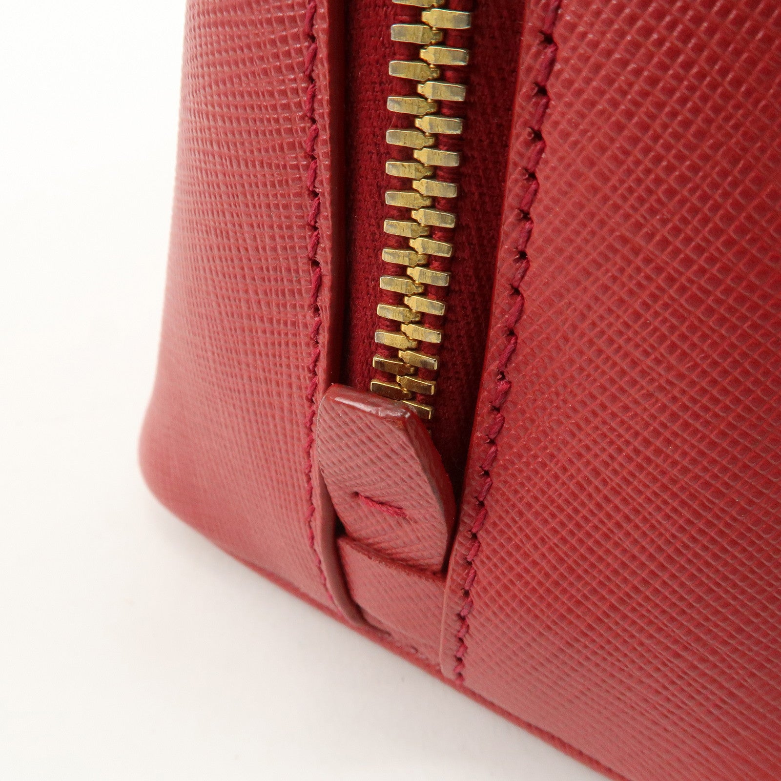 PRADA Promenade Saffiano Leather 2Way Shoulder Bag Red BL0838 Used