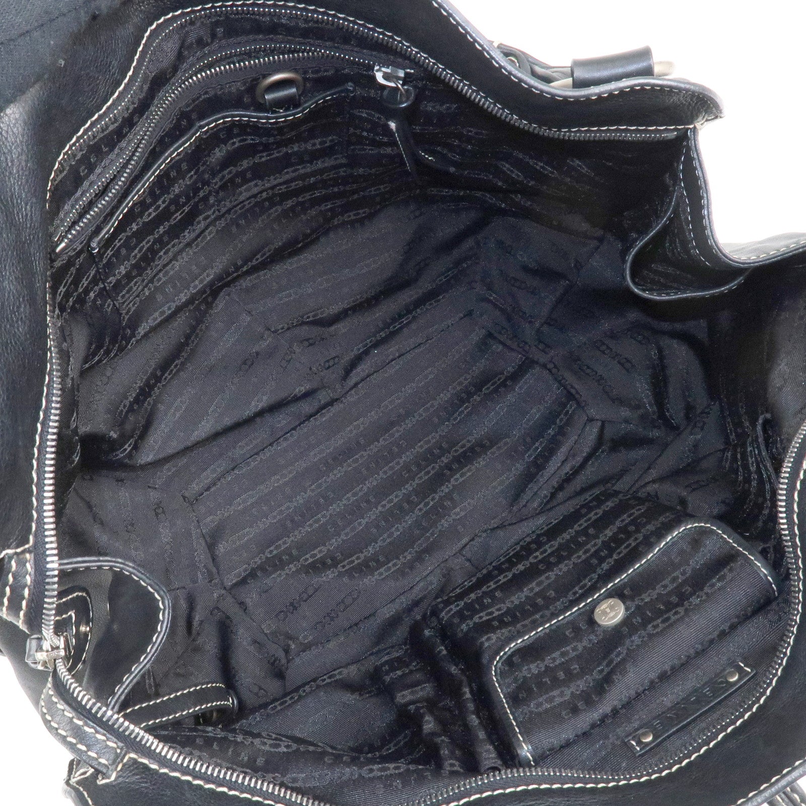 CELINE Leather Bitter Sweet Macadam Engraved Shoulder Bag Used