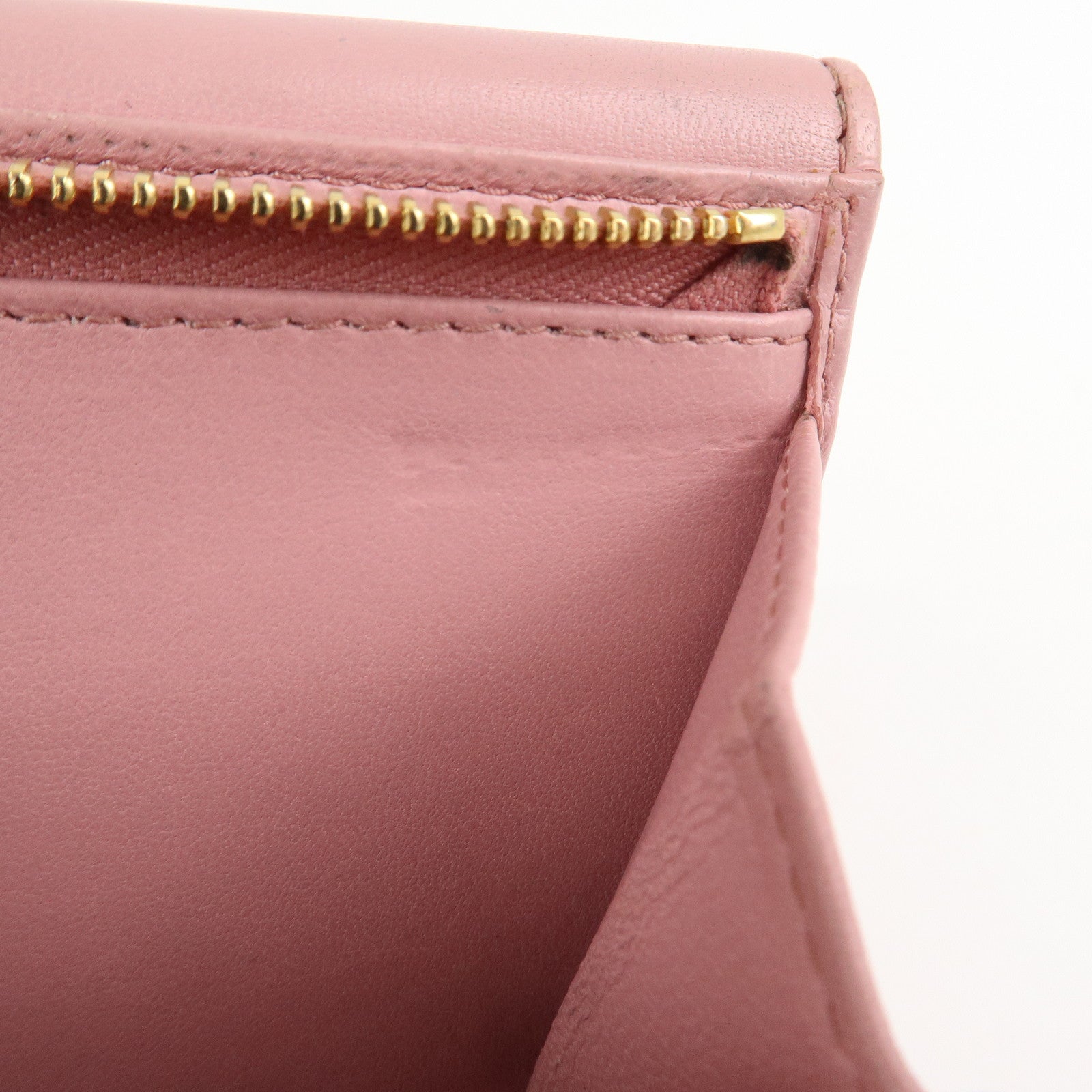 MIU MIU Matelasse Leather Trifold Wallet Pink 5ML225 Used