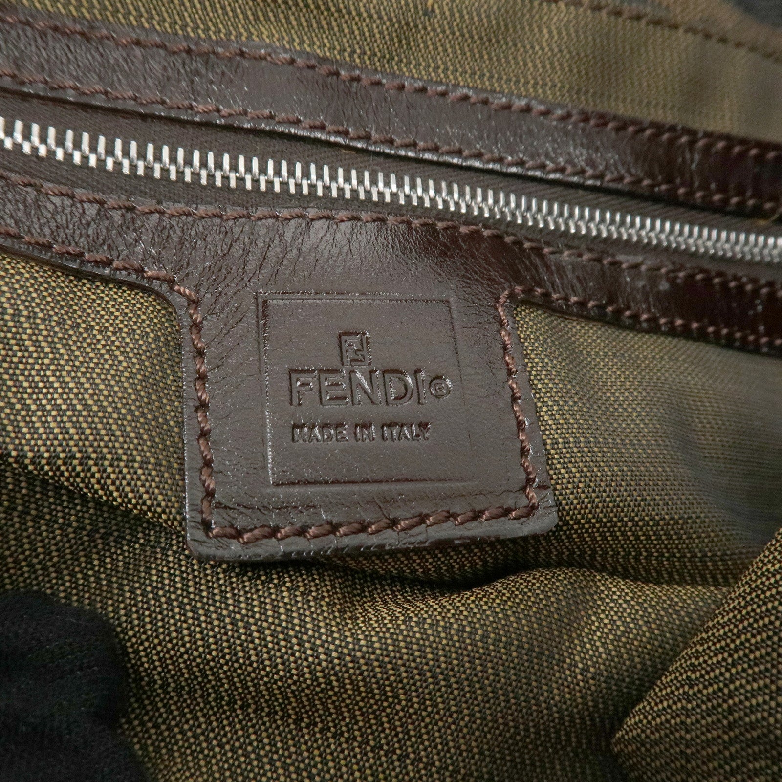 FENDI Mamma Baguette Zucca Canvas Shoulder Bag Brown 26424 Used