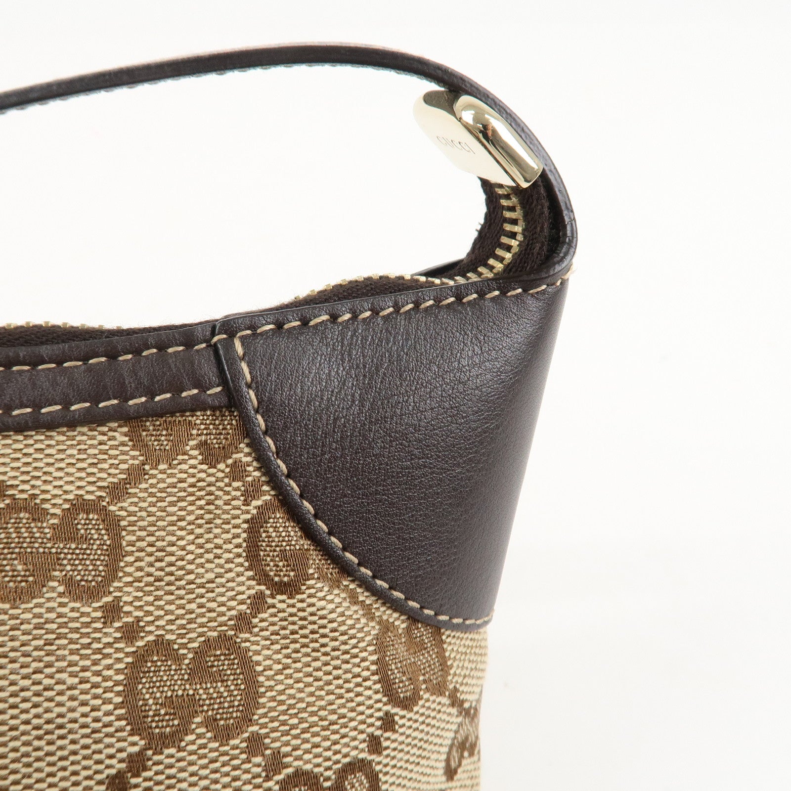 GUCCI Sherry GG Canvas Leather Shoulder Bag Beige Brown 224093 Used