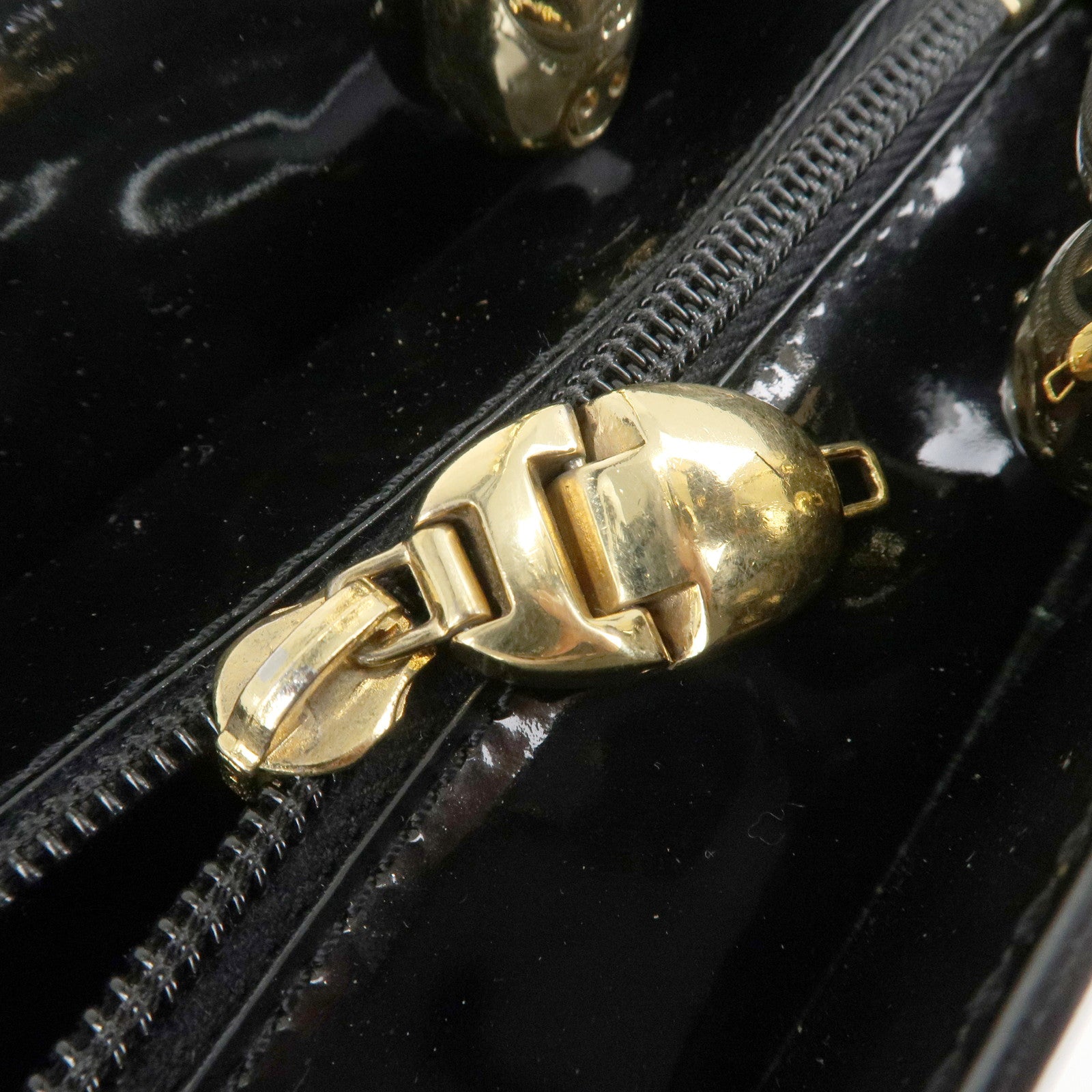 Christian Dior Maris Pearl Patent Leather Tote Bag Black Used