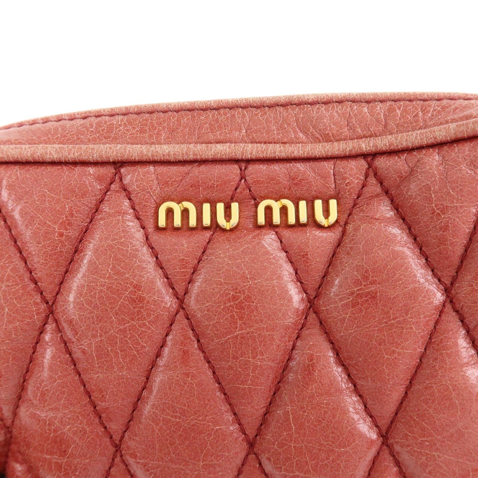 MIU MIU Leather Shoulder Bag Crossbodyb Bag Pink 5BH543 Used