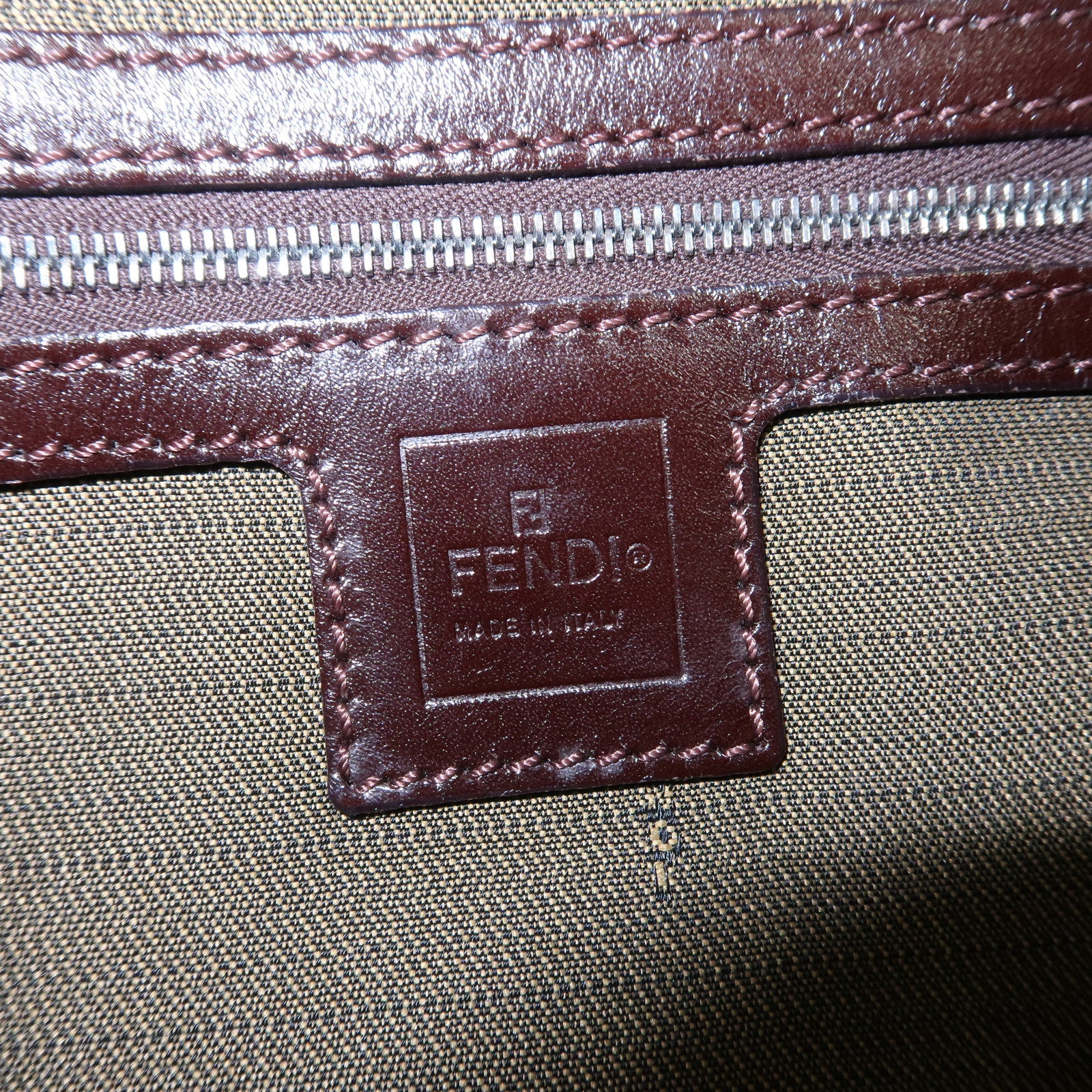 FENDI Mamma Baguette Zucca Canvas Shoulder Bag Brown Black 26424 Used