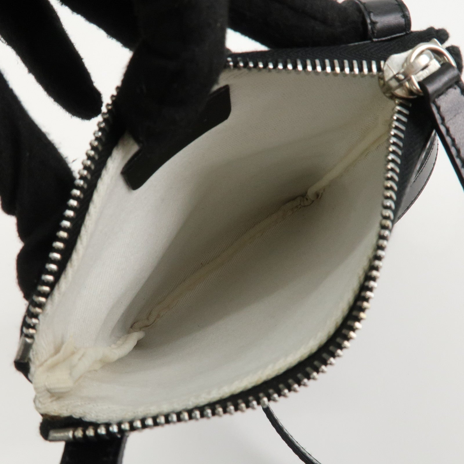 BVLGARI Logo Mania Canvas Leather Shoulder Bag Blue Used