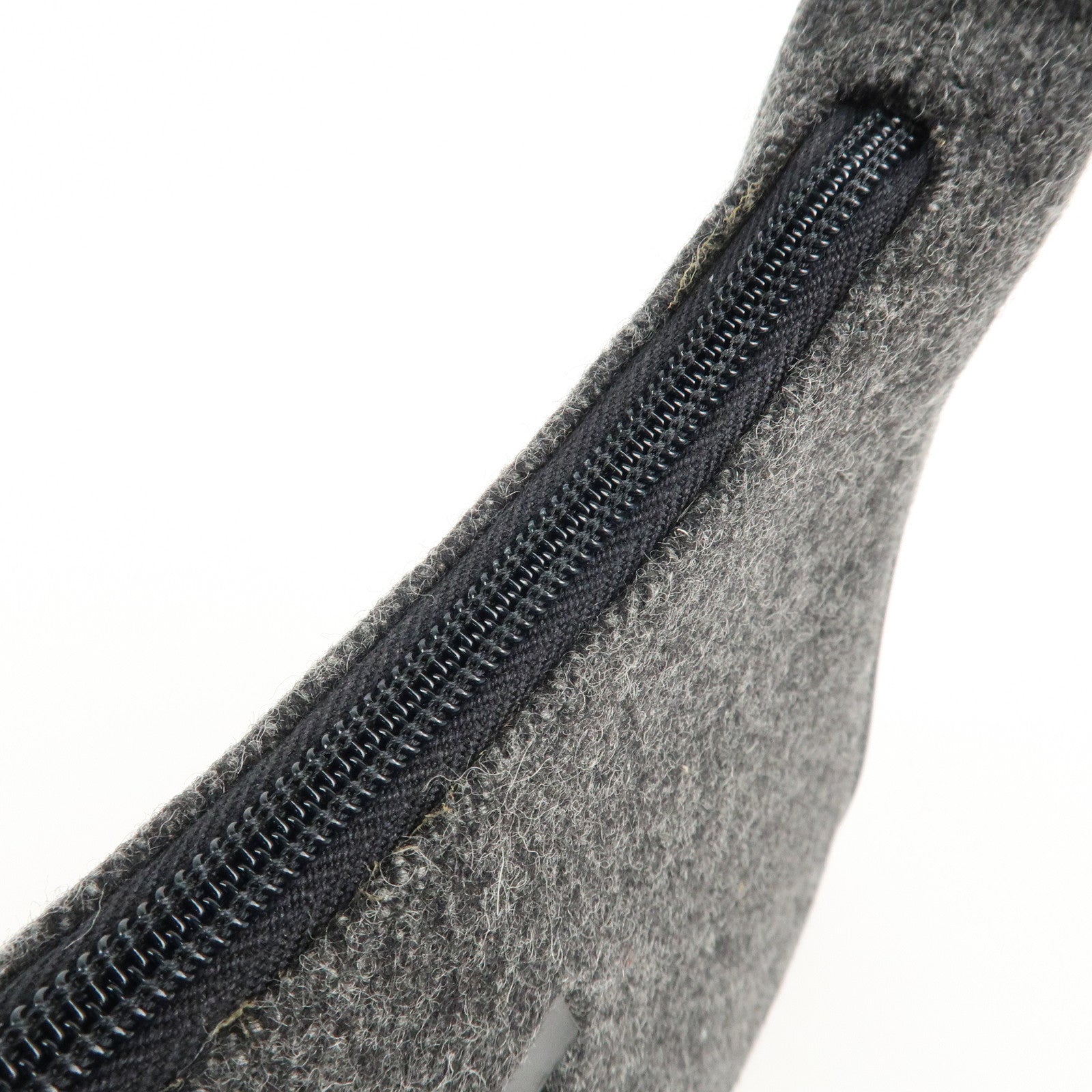 PRADA Felt Leather Shoulder Bag Hand Bag Gray Black Used