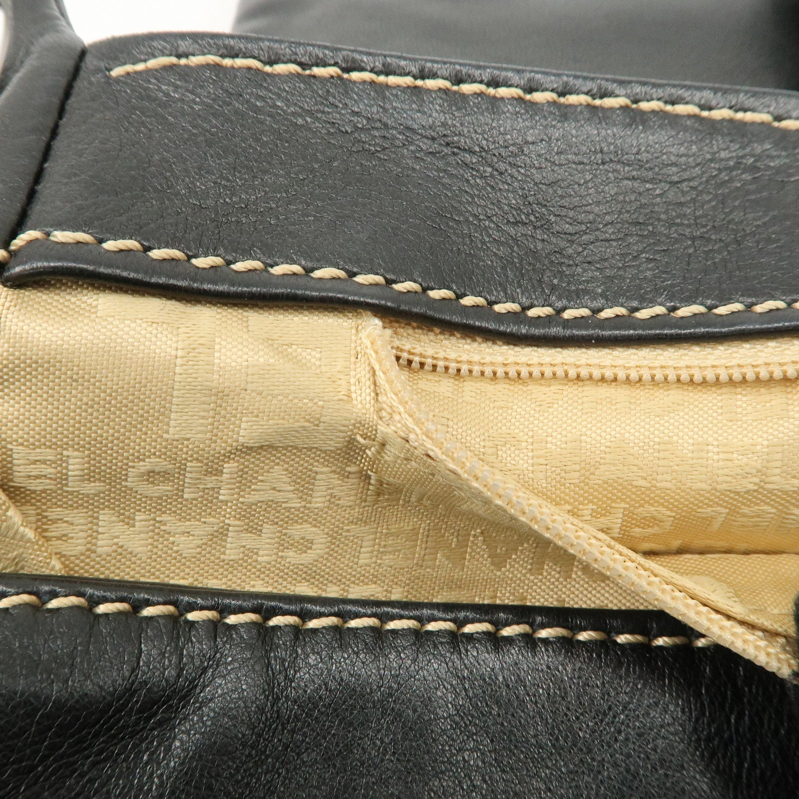 CHANEL COCO Mark Wild Stitch Lamb Skin Chain Shoulder Bag Black Used