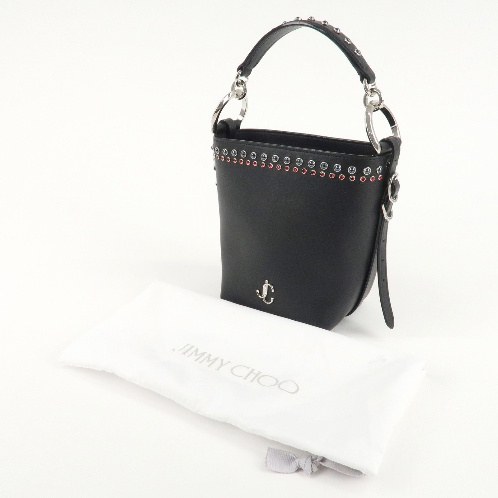 JIMMY CHOO Leather Hand Bag Black Used