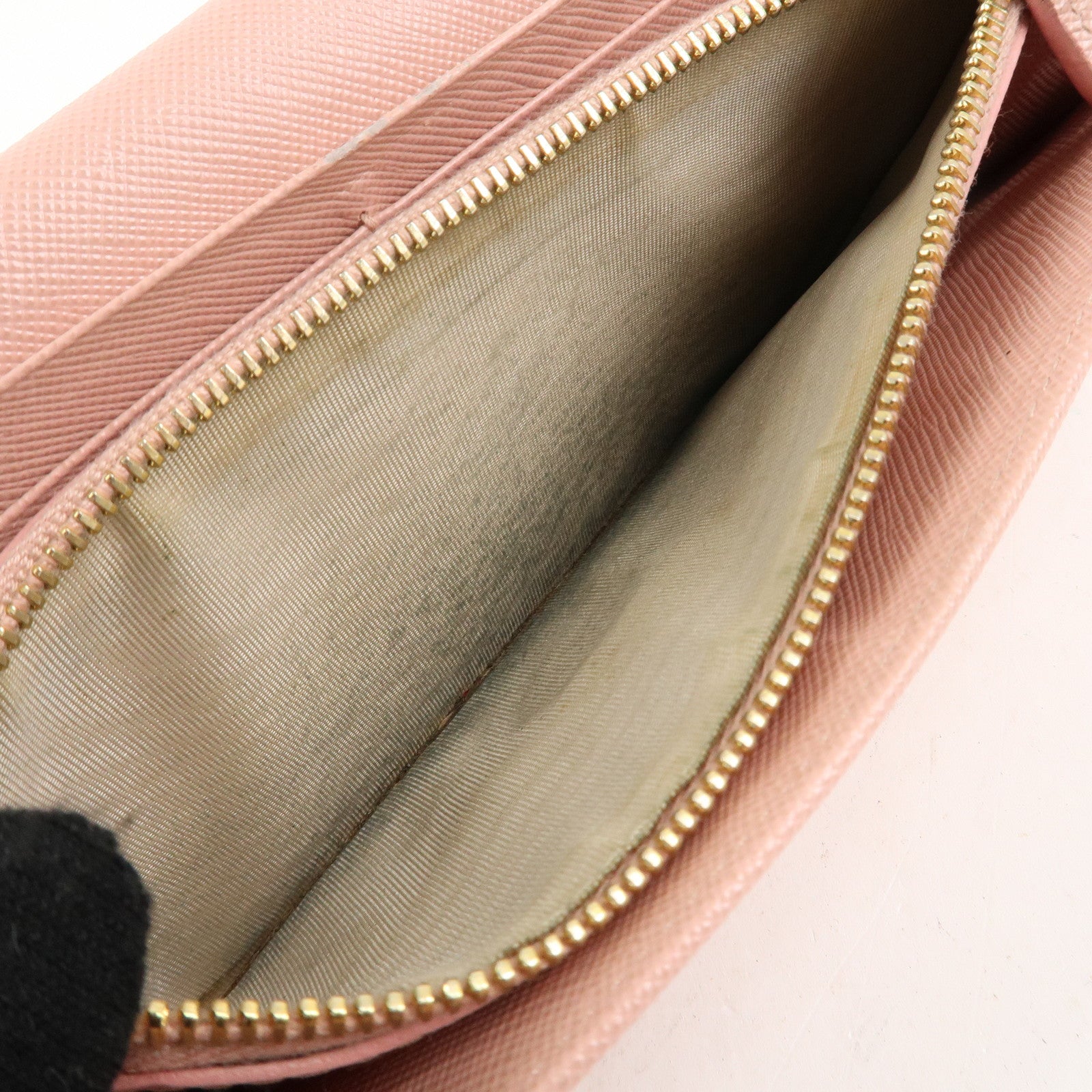 PRADA Set of 2 Saffiano Leather Bi-fold Long Wallet Glower Motif Used