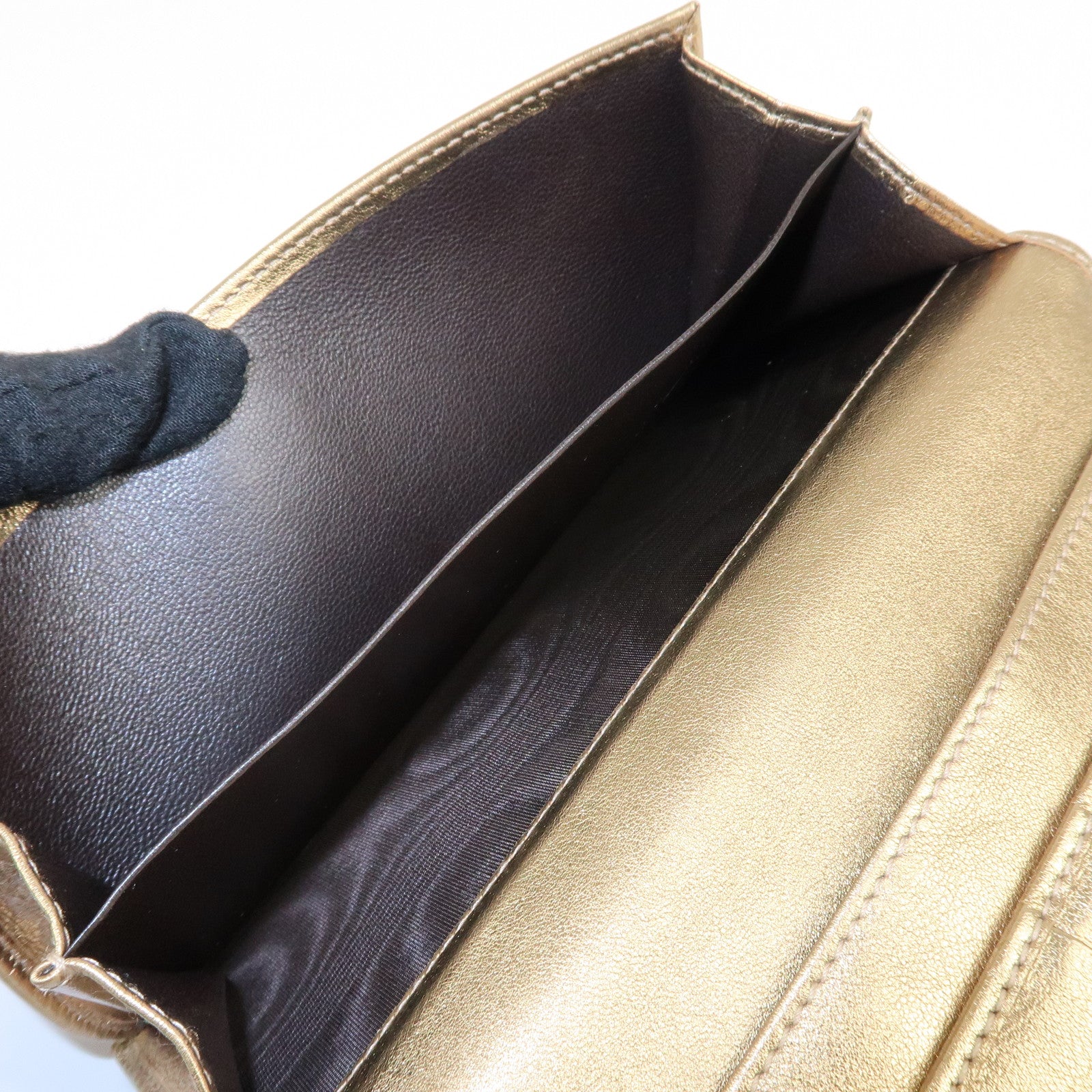 GUCCI Princy GG Satin Leather W Hook Bifold LongWallet 167464 Used