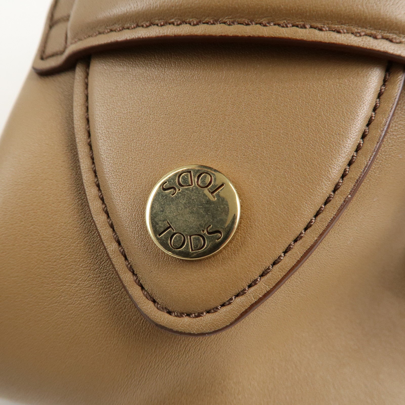 TOD'S D Styling Leather 2Way Shoulder Bag Hand Bag Beige Used