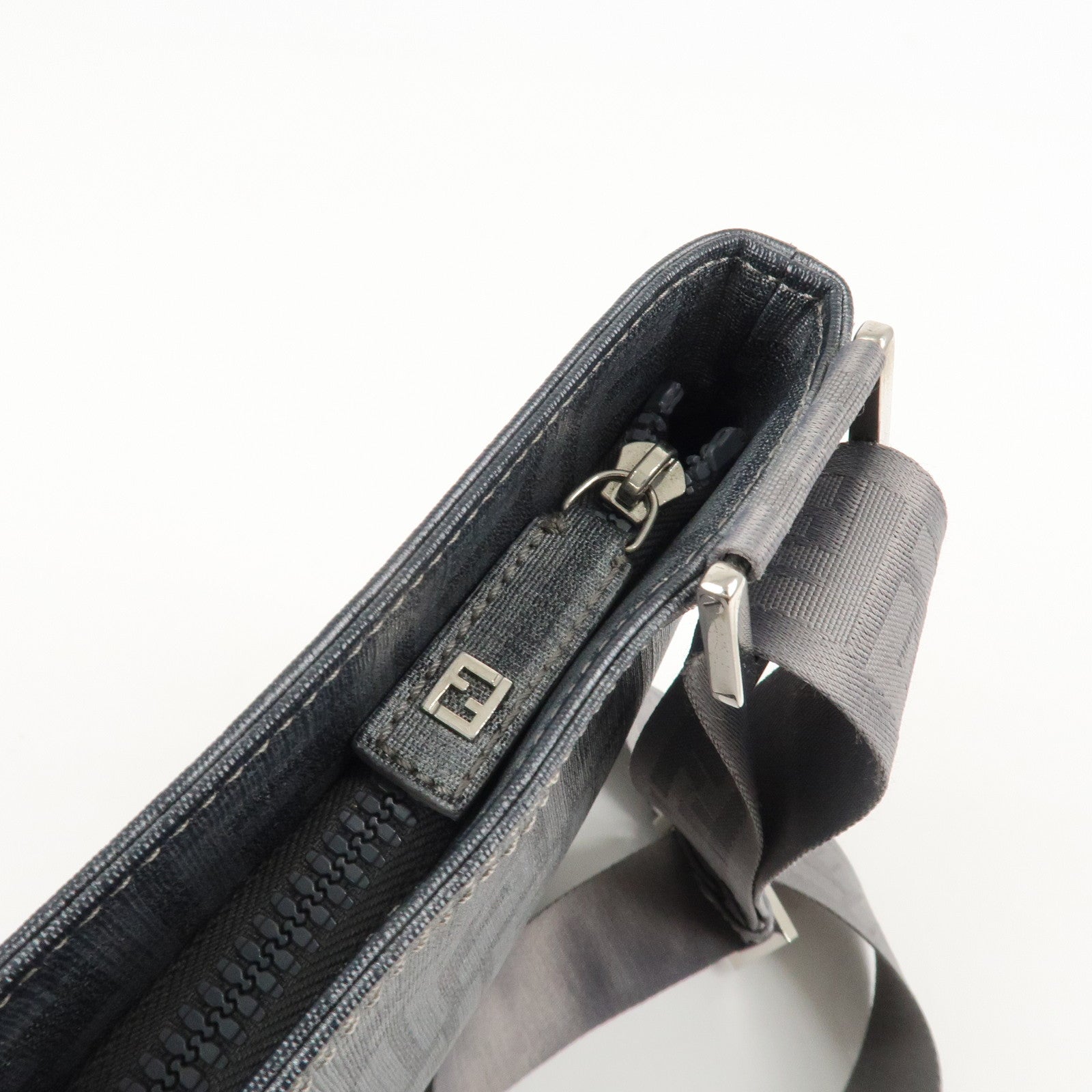 FENDI Zucca PVC Crossbody Bag Shoulder Bag Gray 7VA247 Used