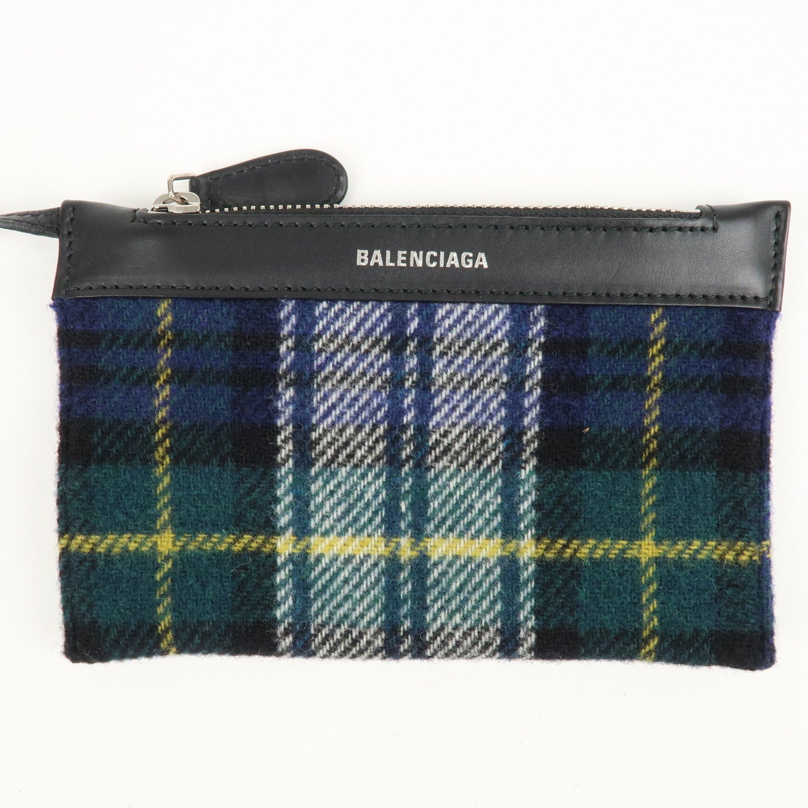 BALENCIAGA Wool Leather Navy Cabas XS Hand Bag Tote Bag 390346 Used