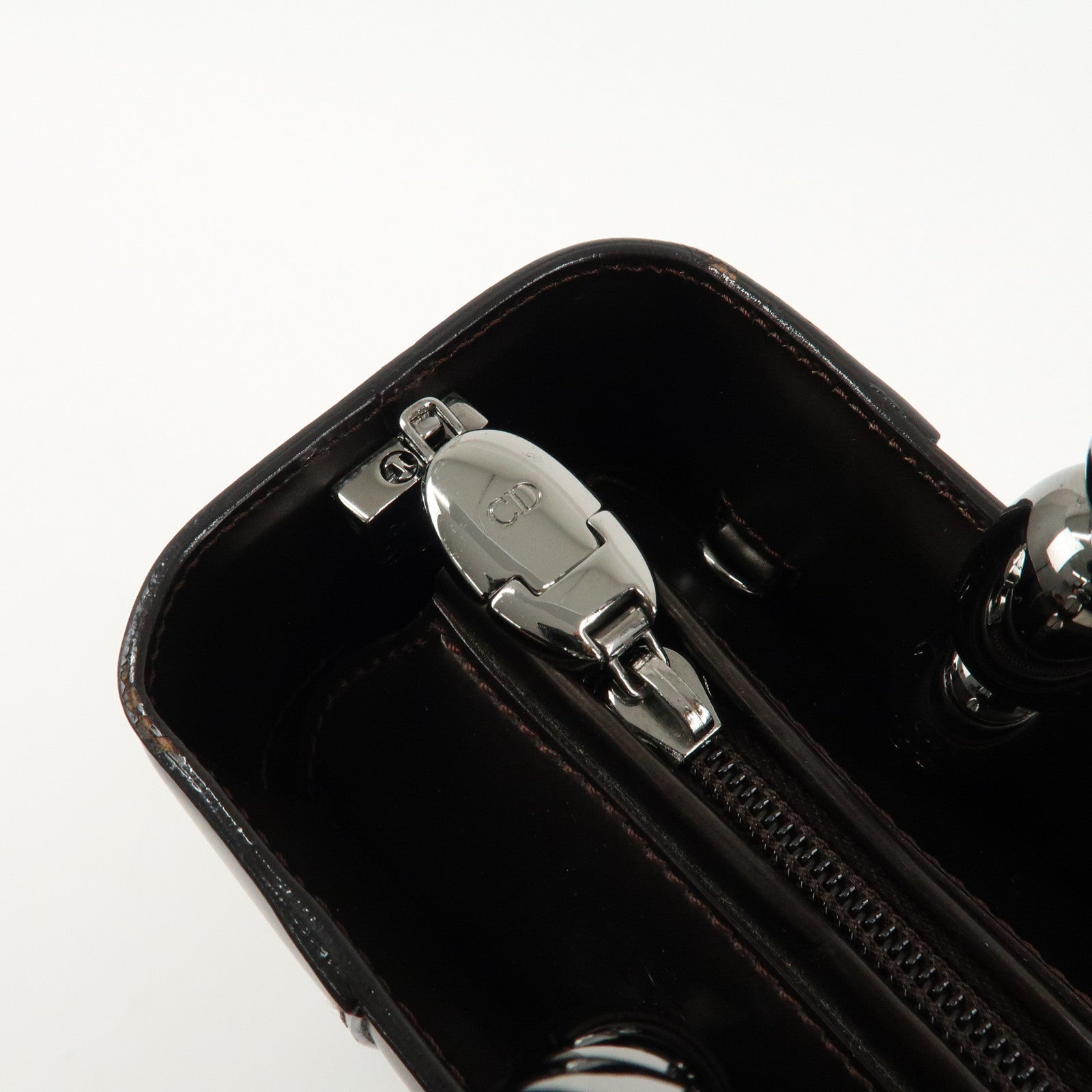 Christian Dior Maris Pearl Leather 2way Bag Hand Bag Dark Brown Used