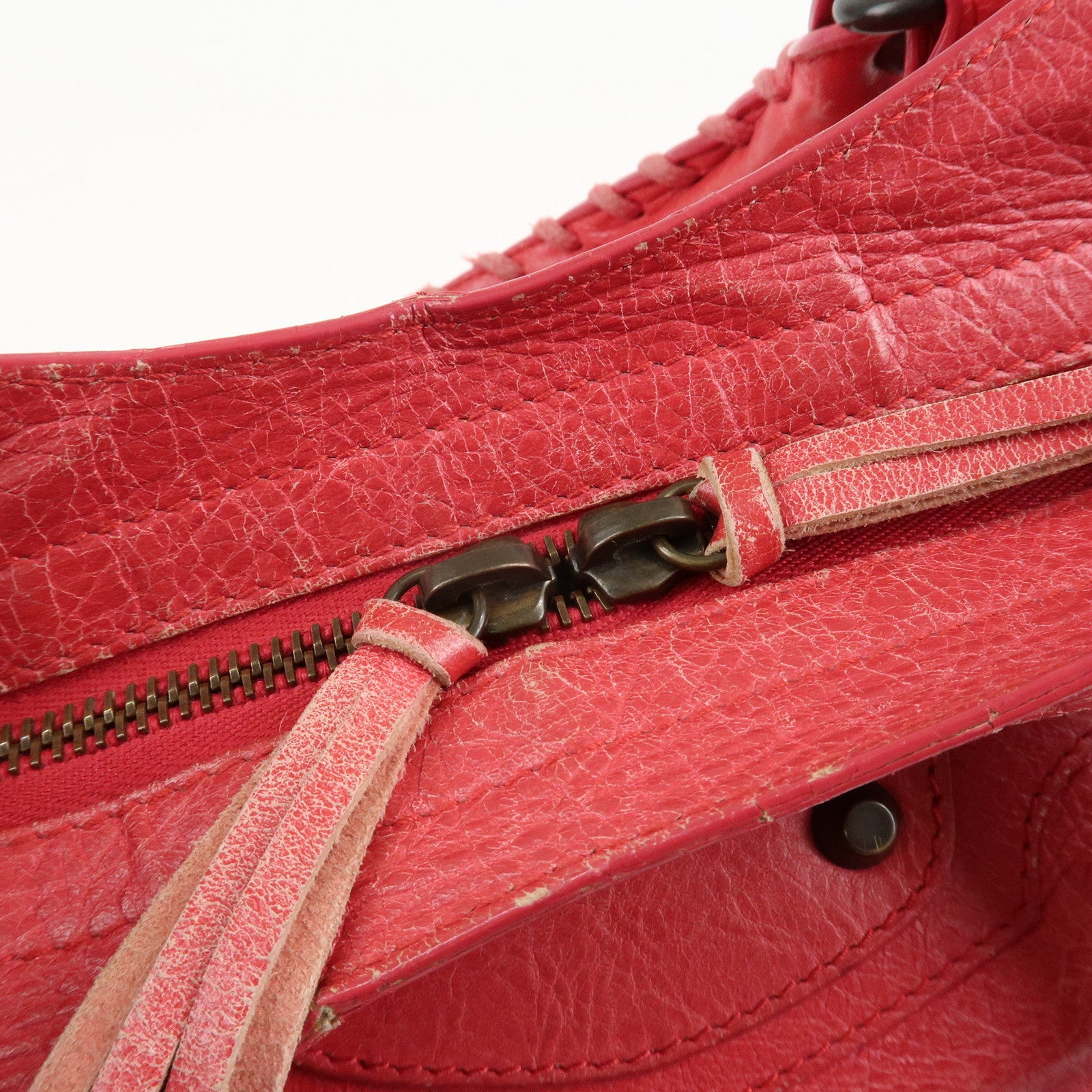 BALENCIAGA The Town Leather 2Way Hand Bag Red 240579 Used