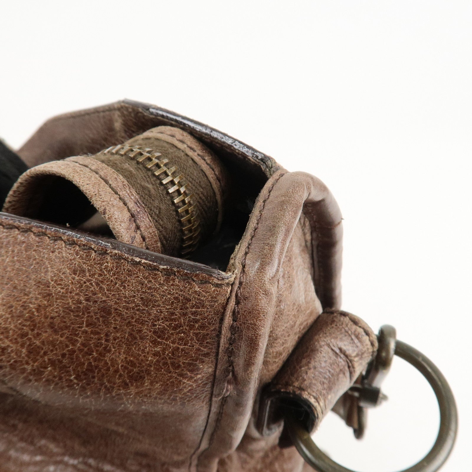 BALENCIAGA The City Leather 2Way Hand Bag Brown 115748 Used