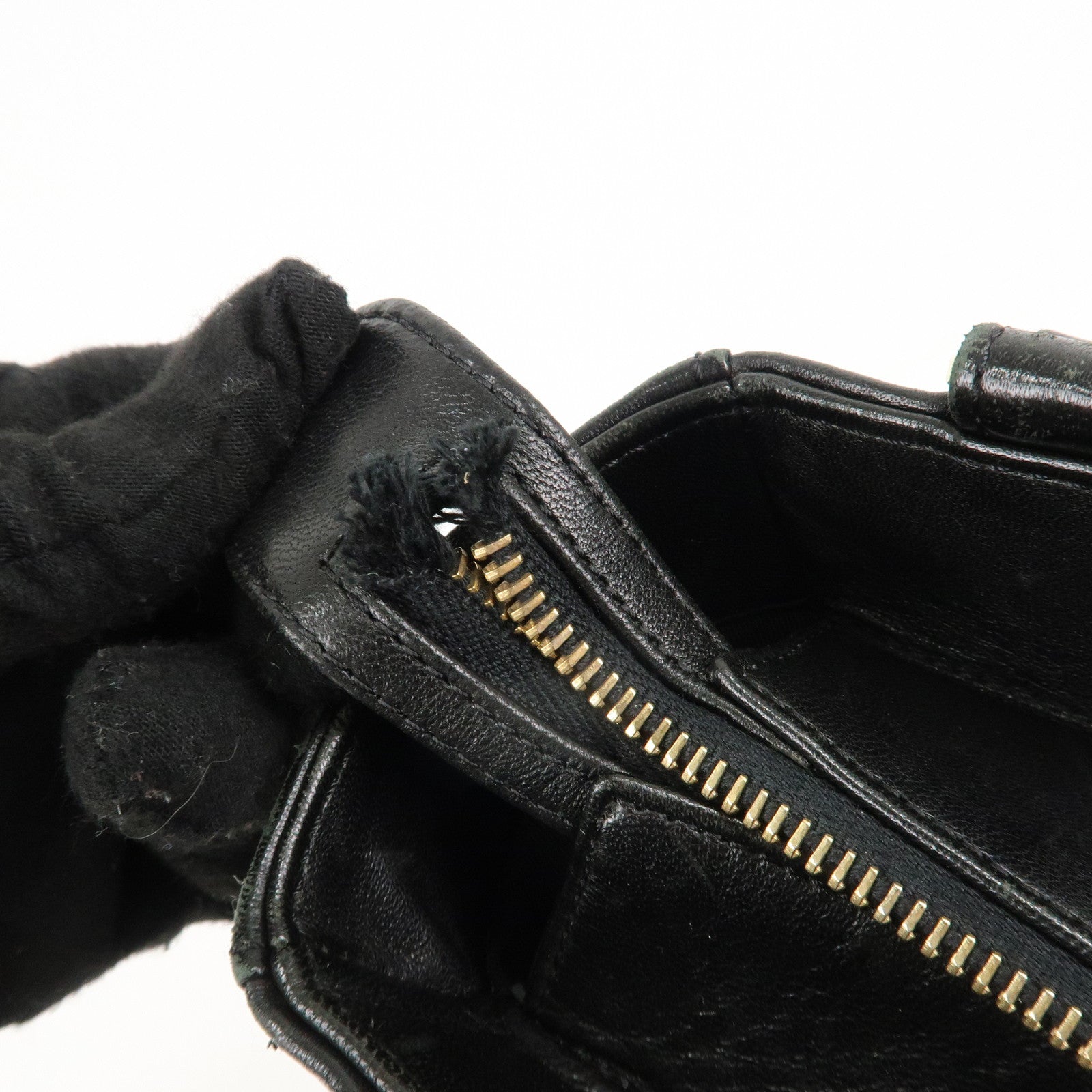 CHANEL COCO Mark Chocolate Bar Lamb Skin Shoulder Bag Black Used