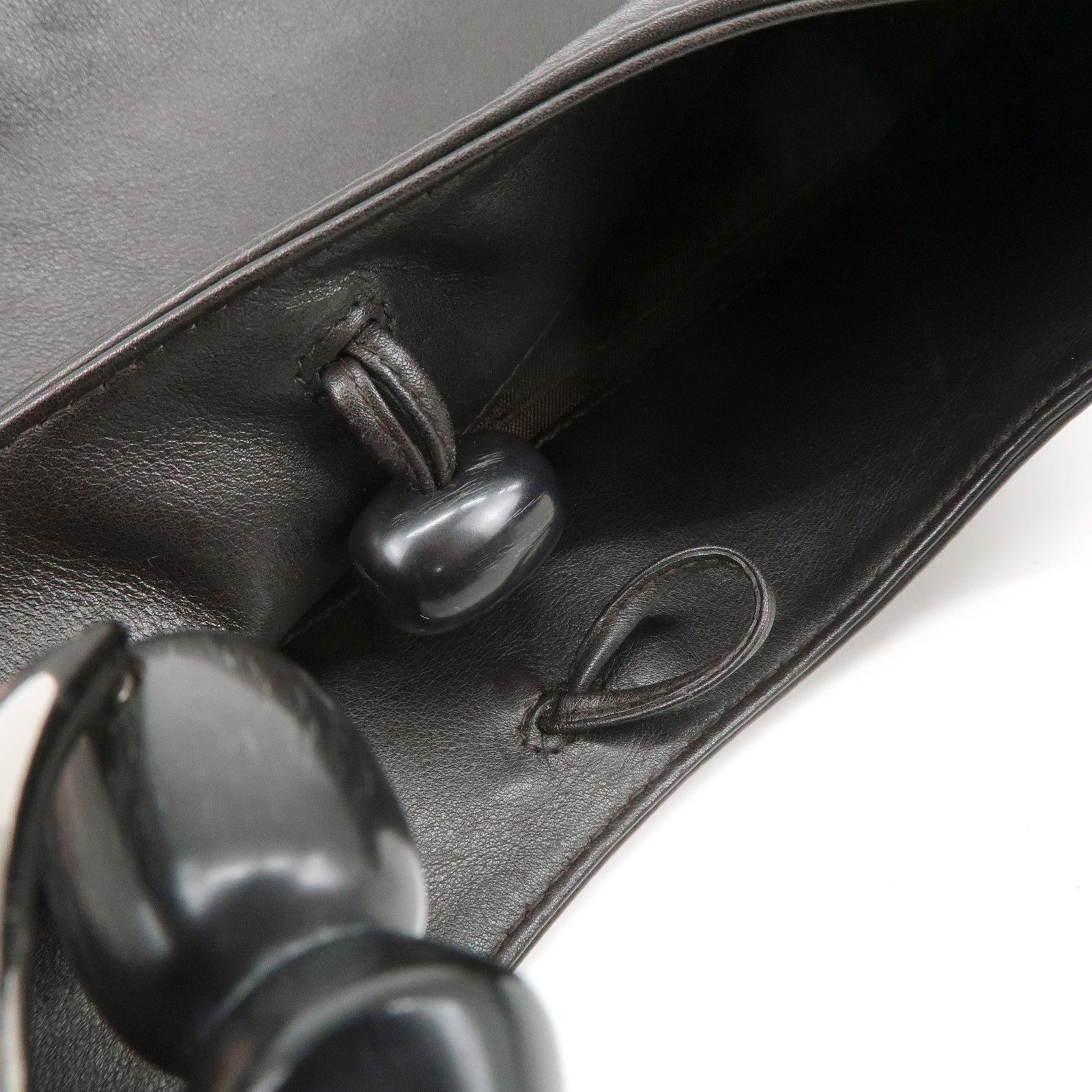 Christian Dior Maris Pearl Leather Shoulder Bag Dark Brown Used