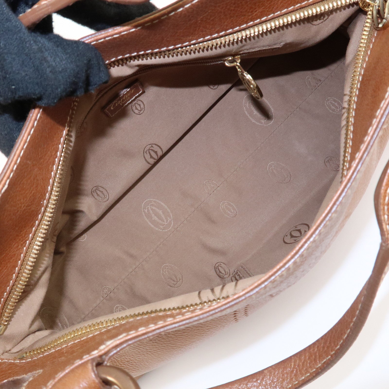 Cartier Leather Marcello de Cartier SM Hand Bag Brown Used